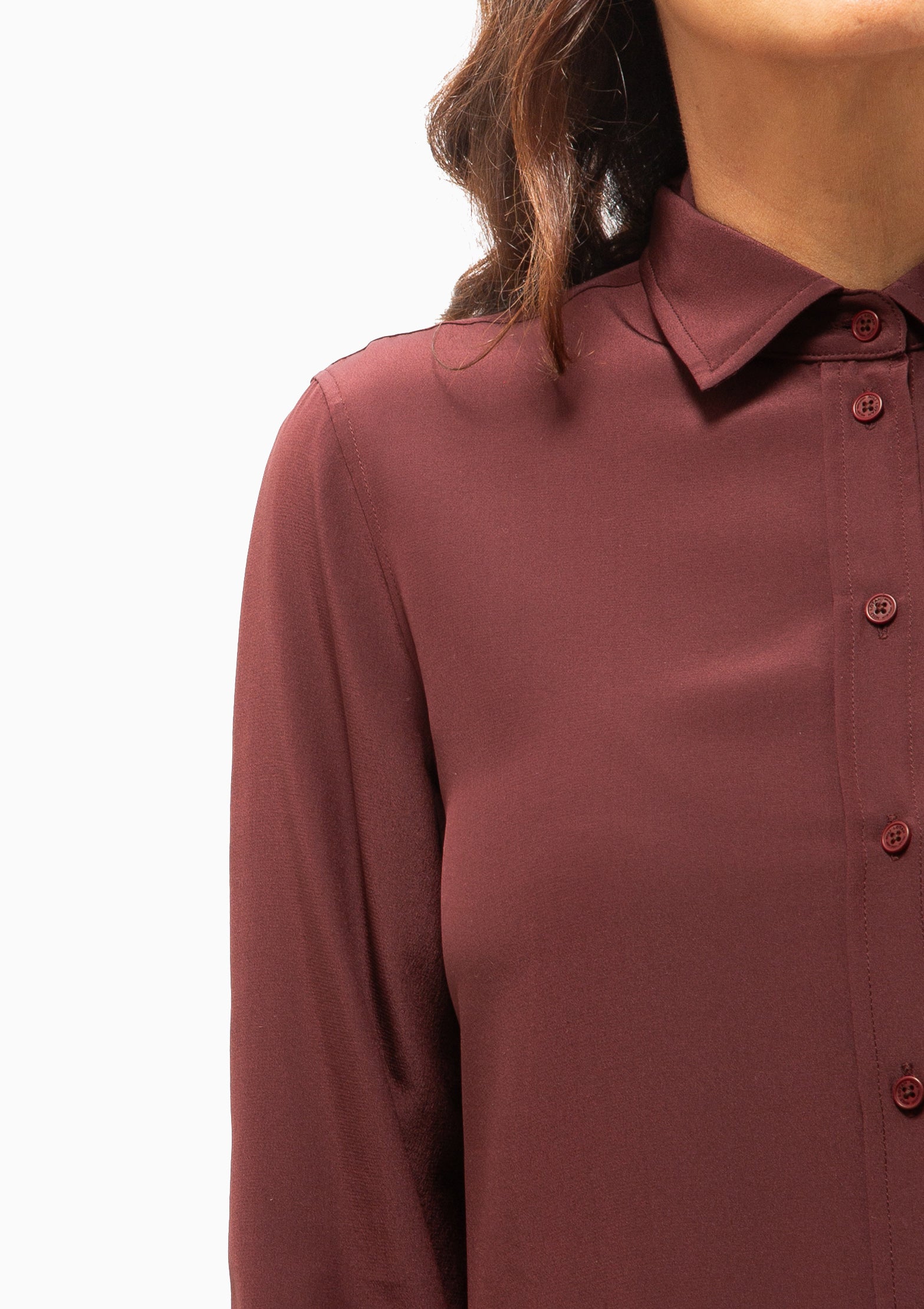 Gaia Silk Slim Shirt | Claret