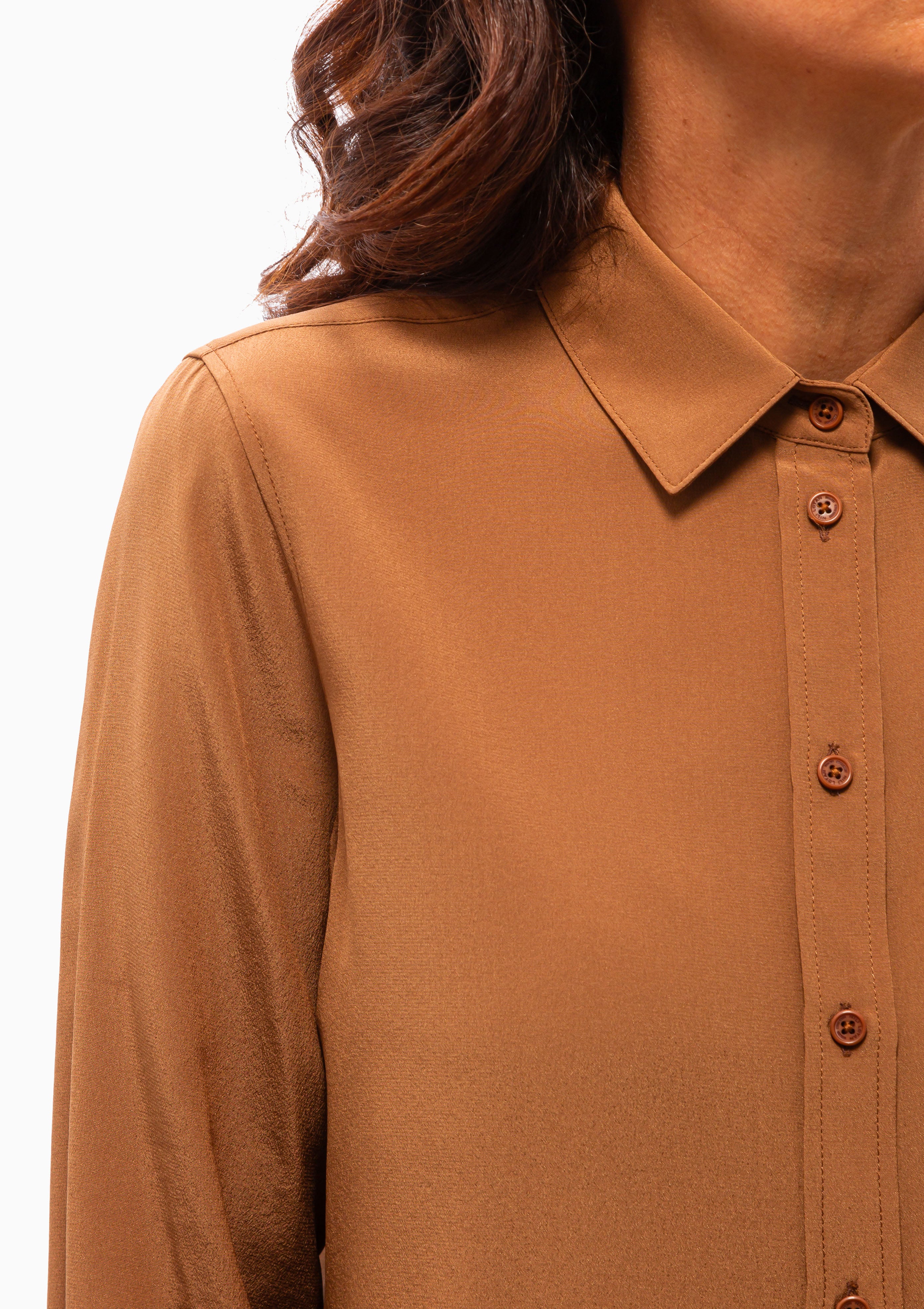 Gaia Silk Slim Shirt | Copper