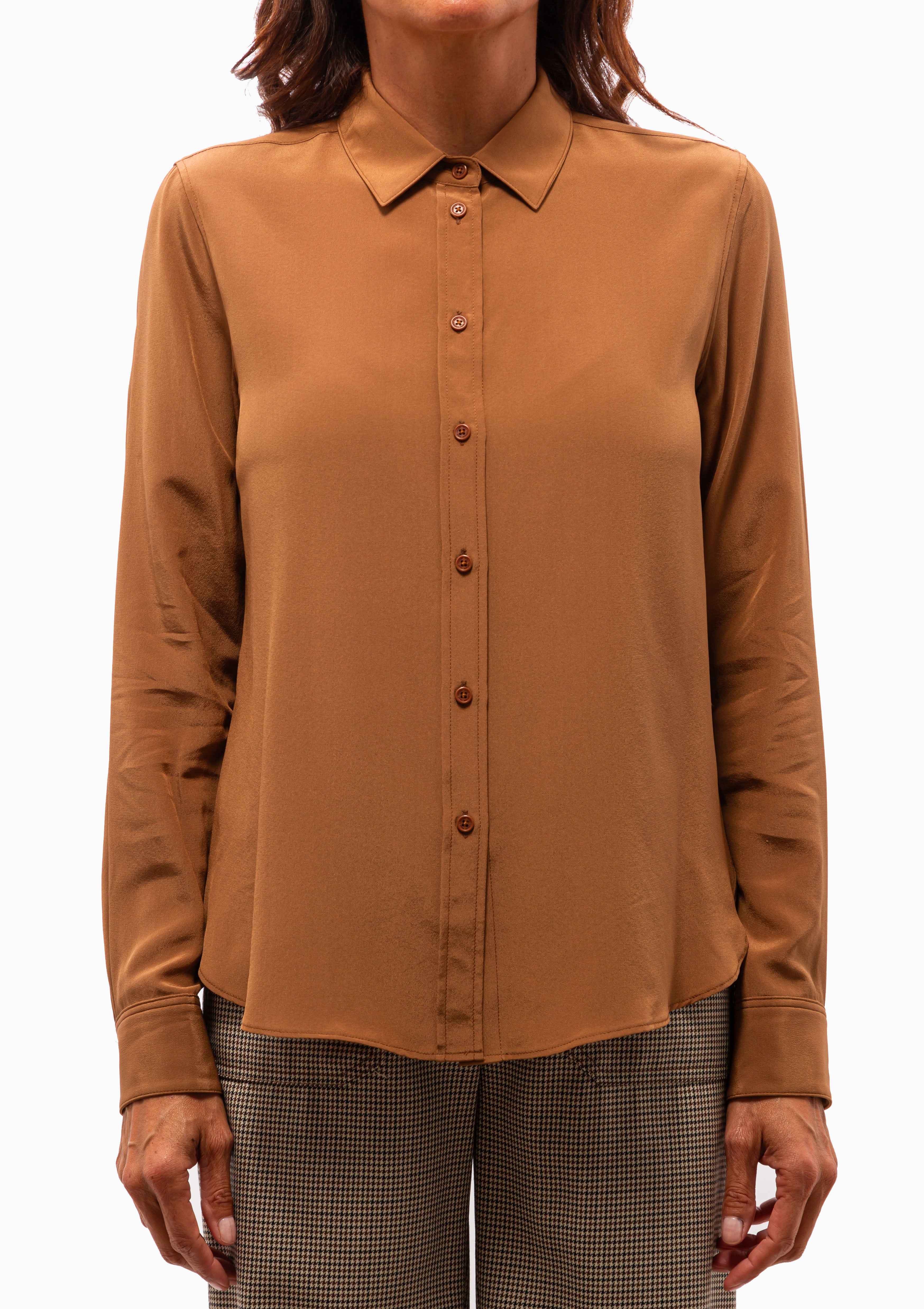 Gaia Silk Slim Shirt | Copper
