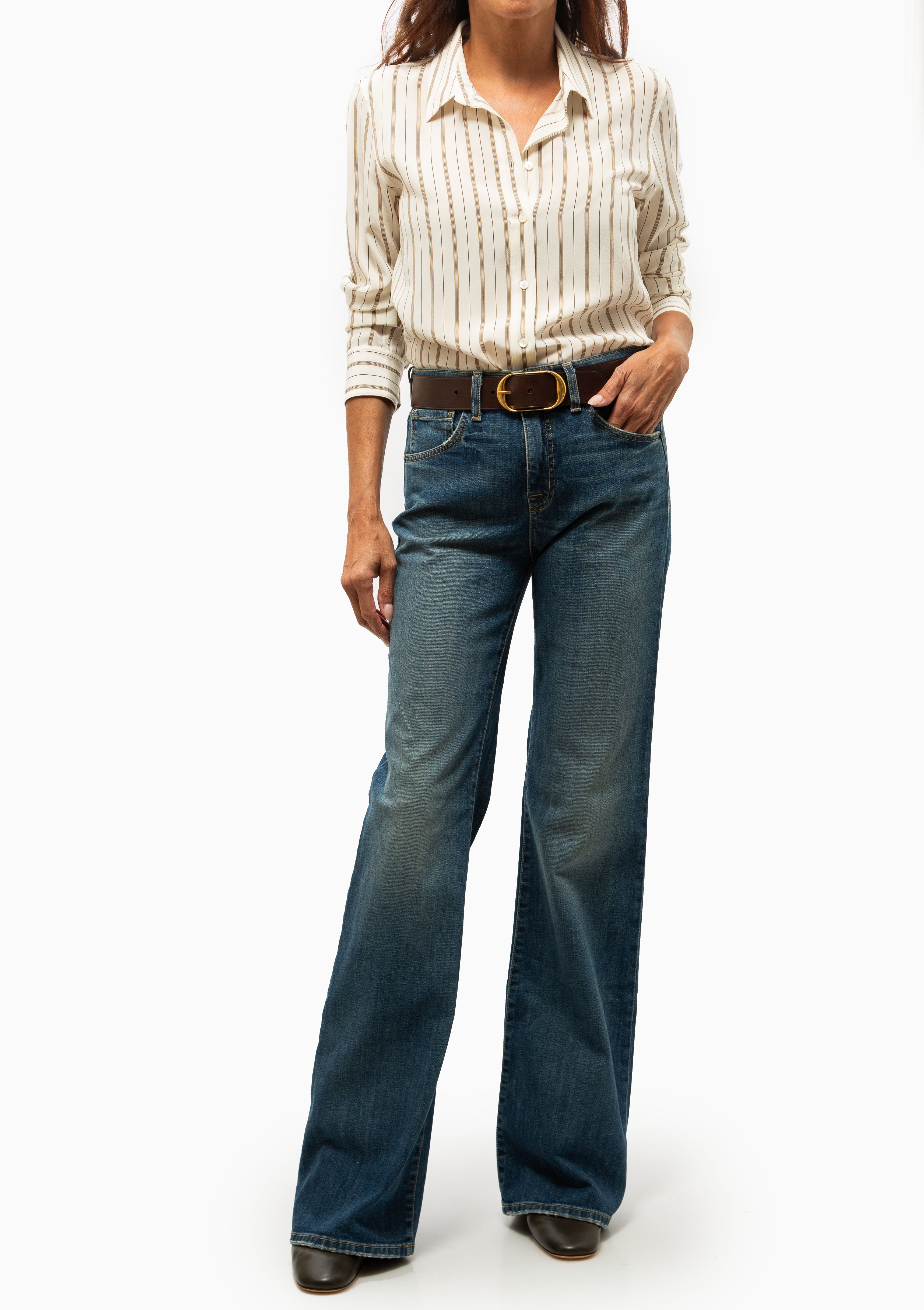 Gaia Slim Shirt | Brandy Stripe