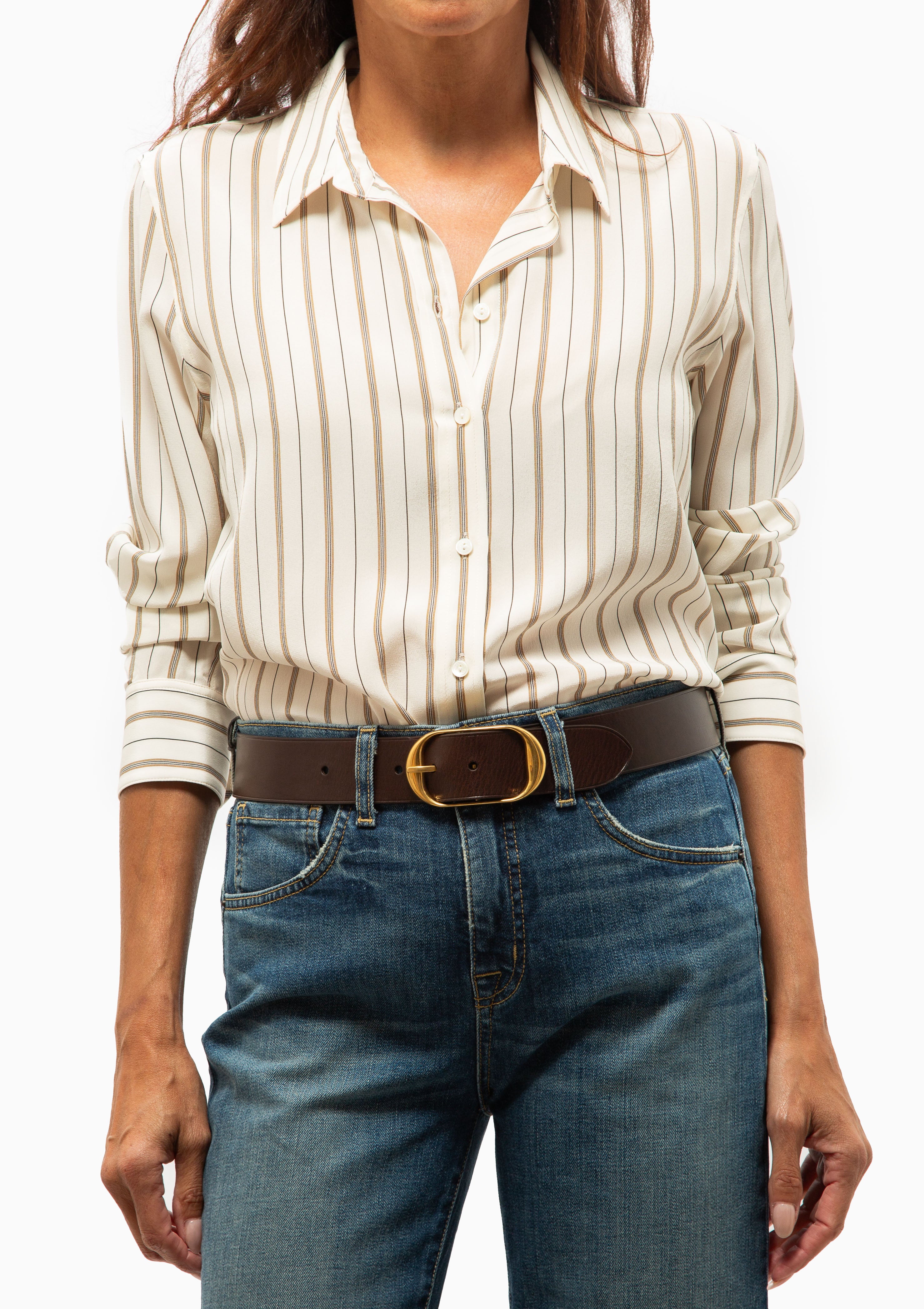 Gaia Slim Shirt | Brandy Stripe