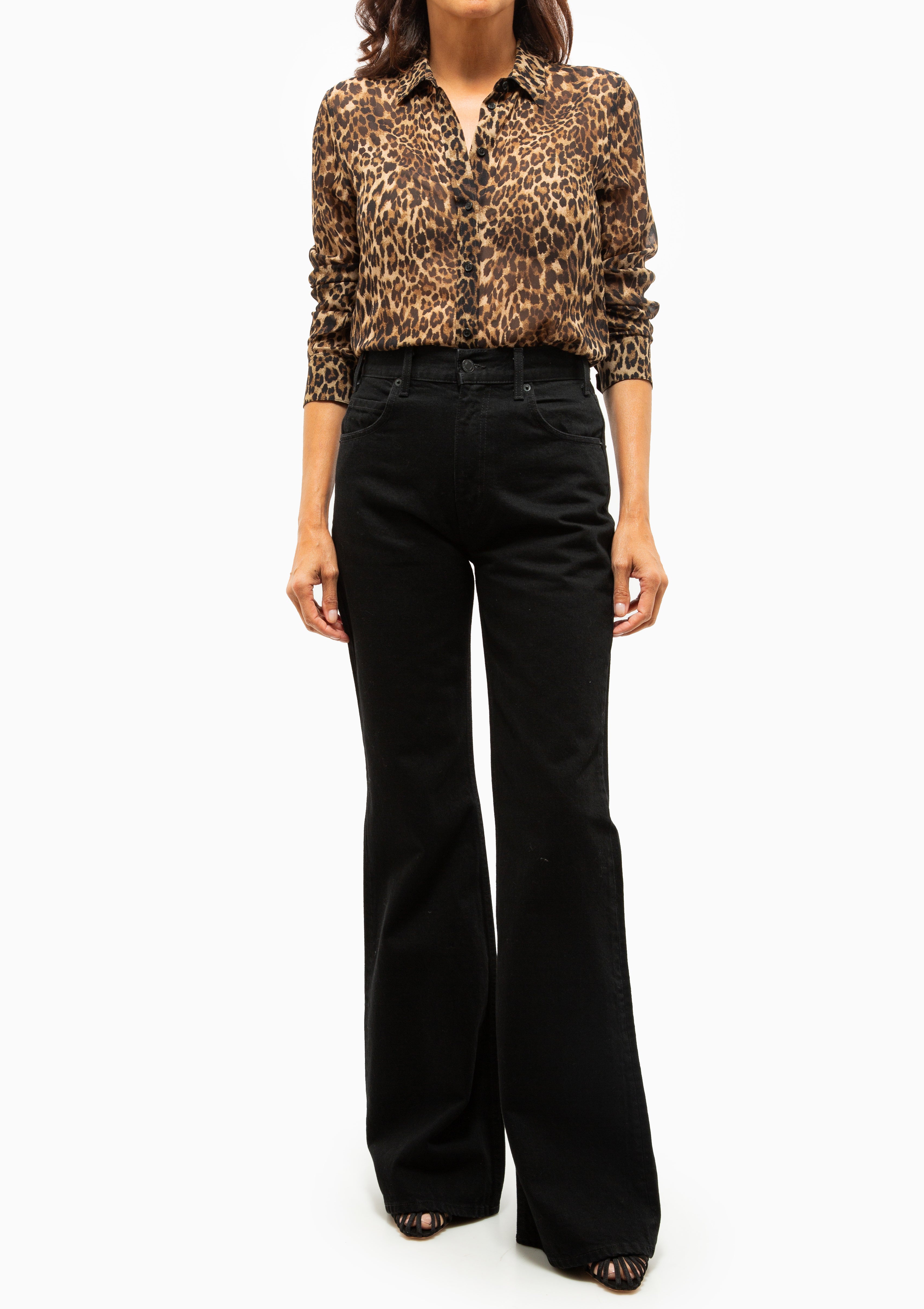 Gaia Slim Shirt | Vintage Leopard Print