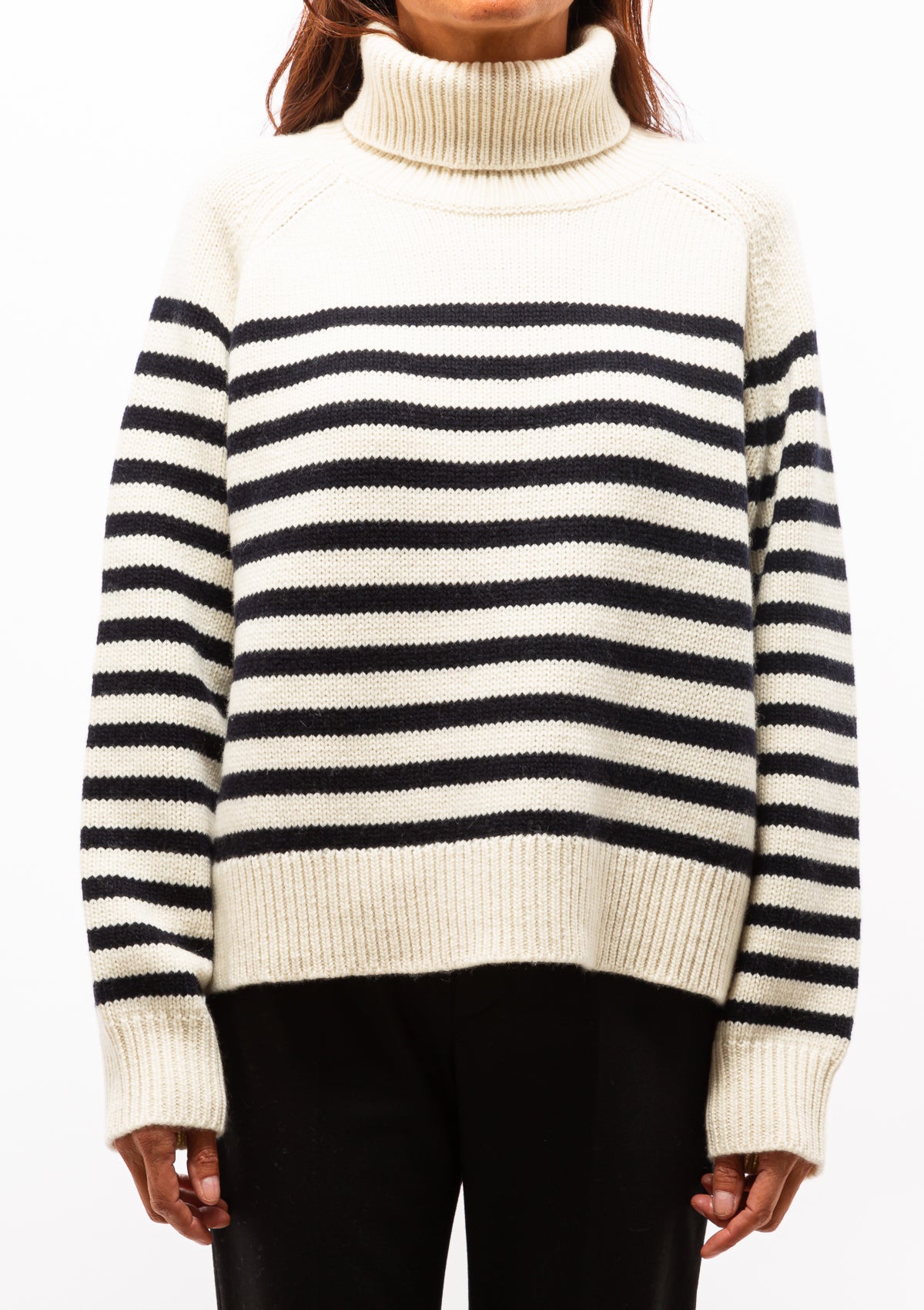 Gideon Sweater | Ivory/Dark Navy Stripe