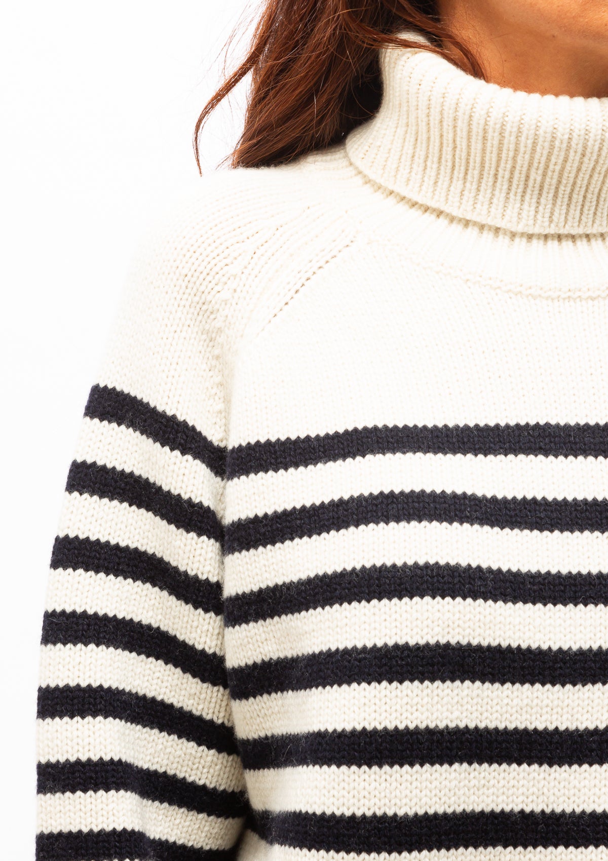 Gideon Sweater | Ivory/Dark Navy Stripe