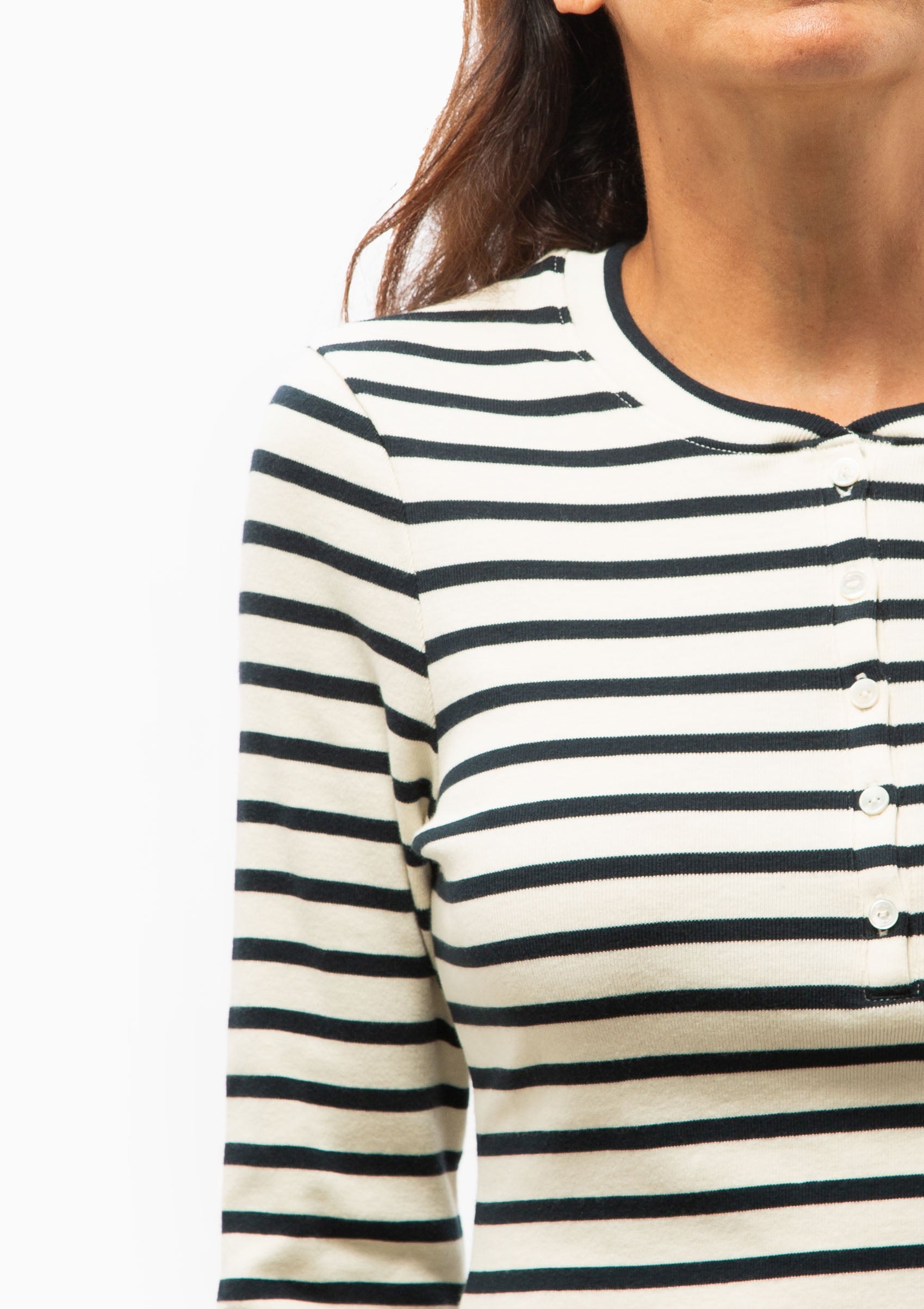 Jordan Henley Tee | Ecru/Black Stripe