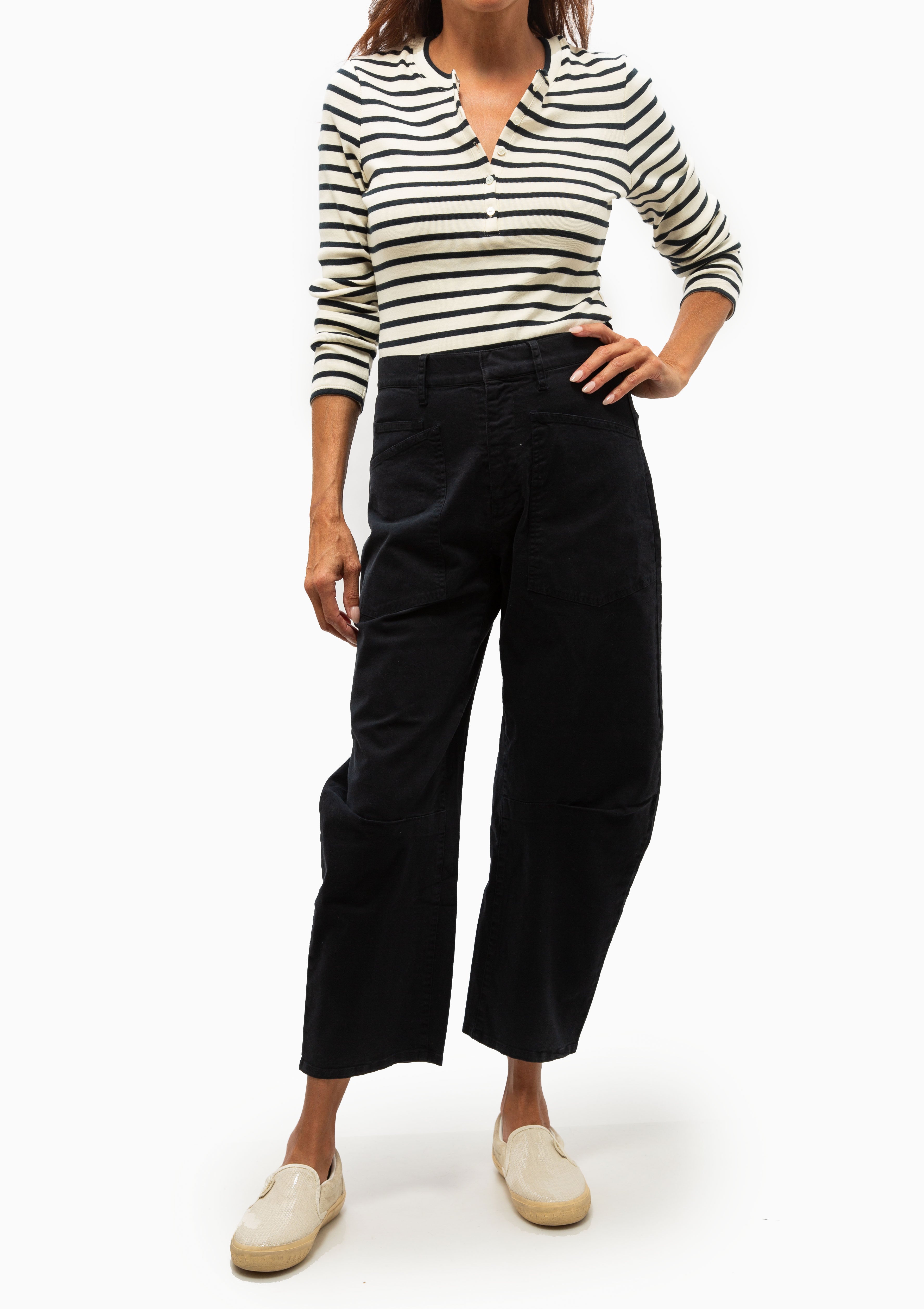 Jordan Henley Tee | Ecru/Black Stripe