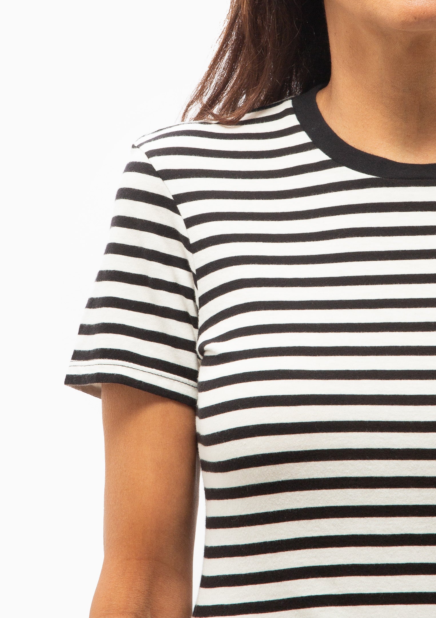 Lana Crewneck Tee | Black/Ivory Stripe