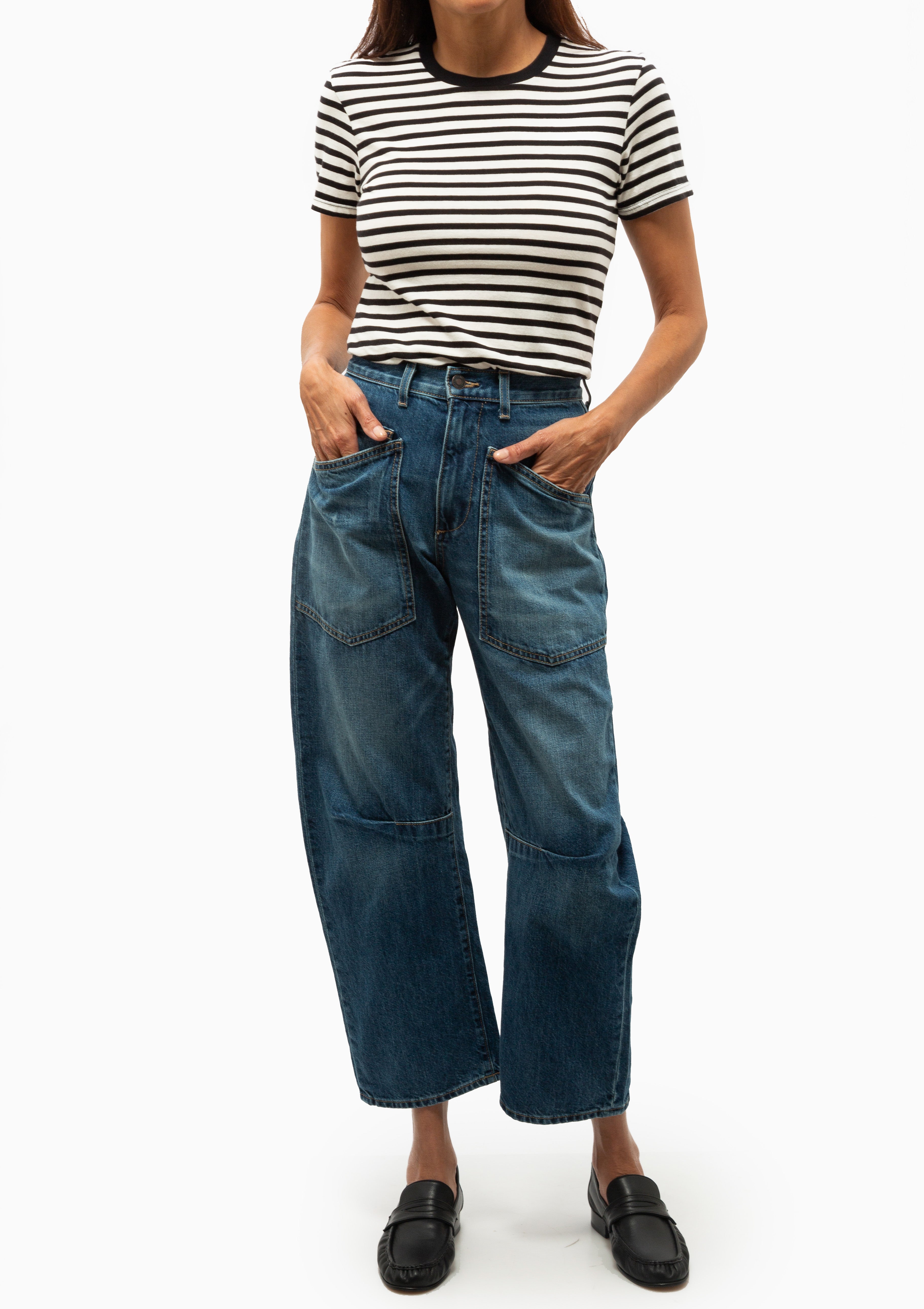 Lana Crewneck Tee | Black/Ivory Stripe