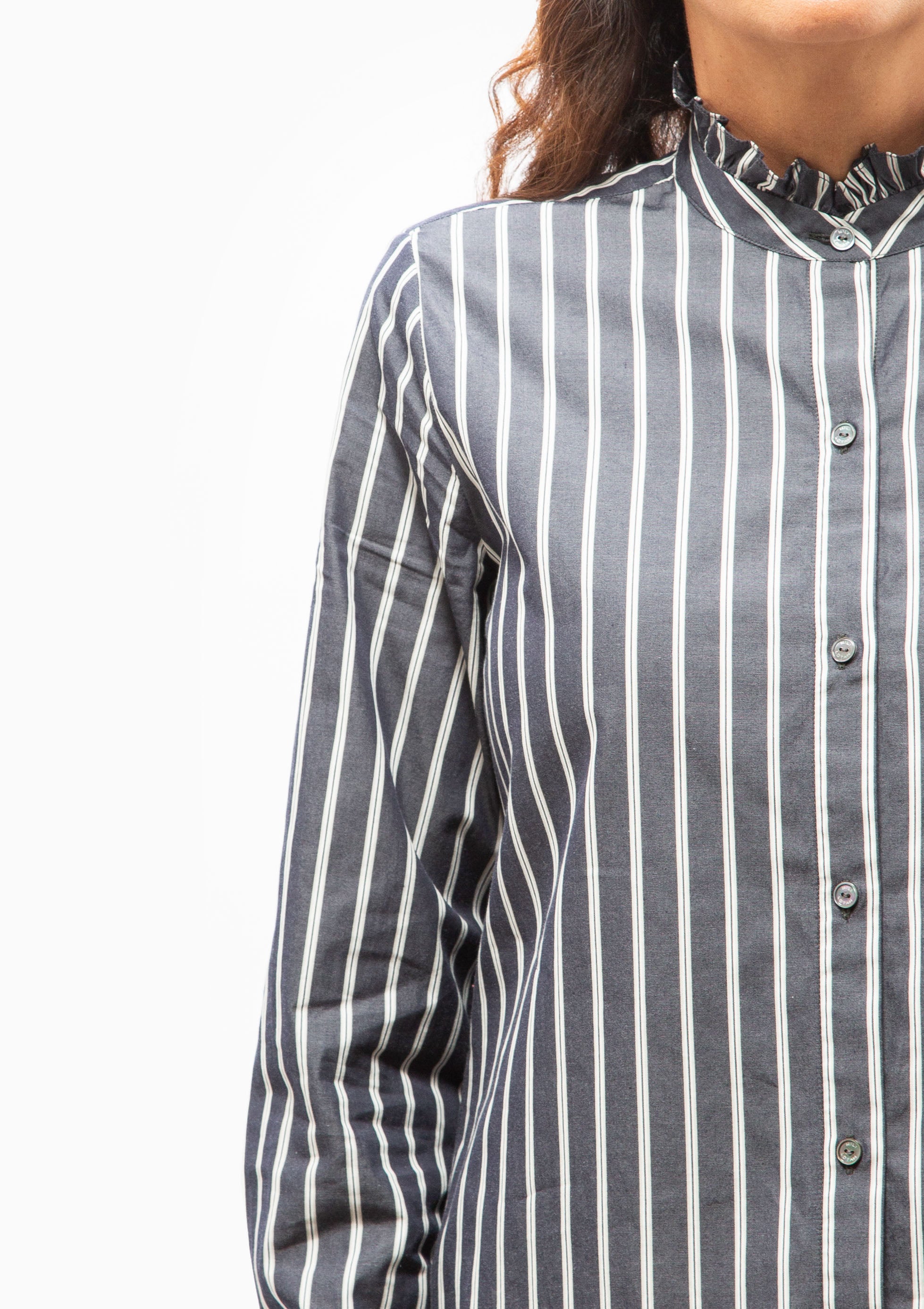 Lydia Shirt | Charcoal Stripe