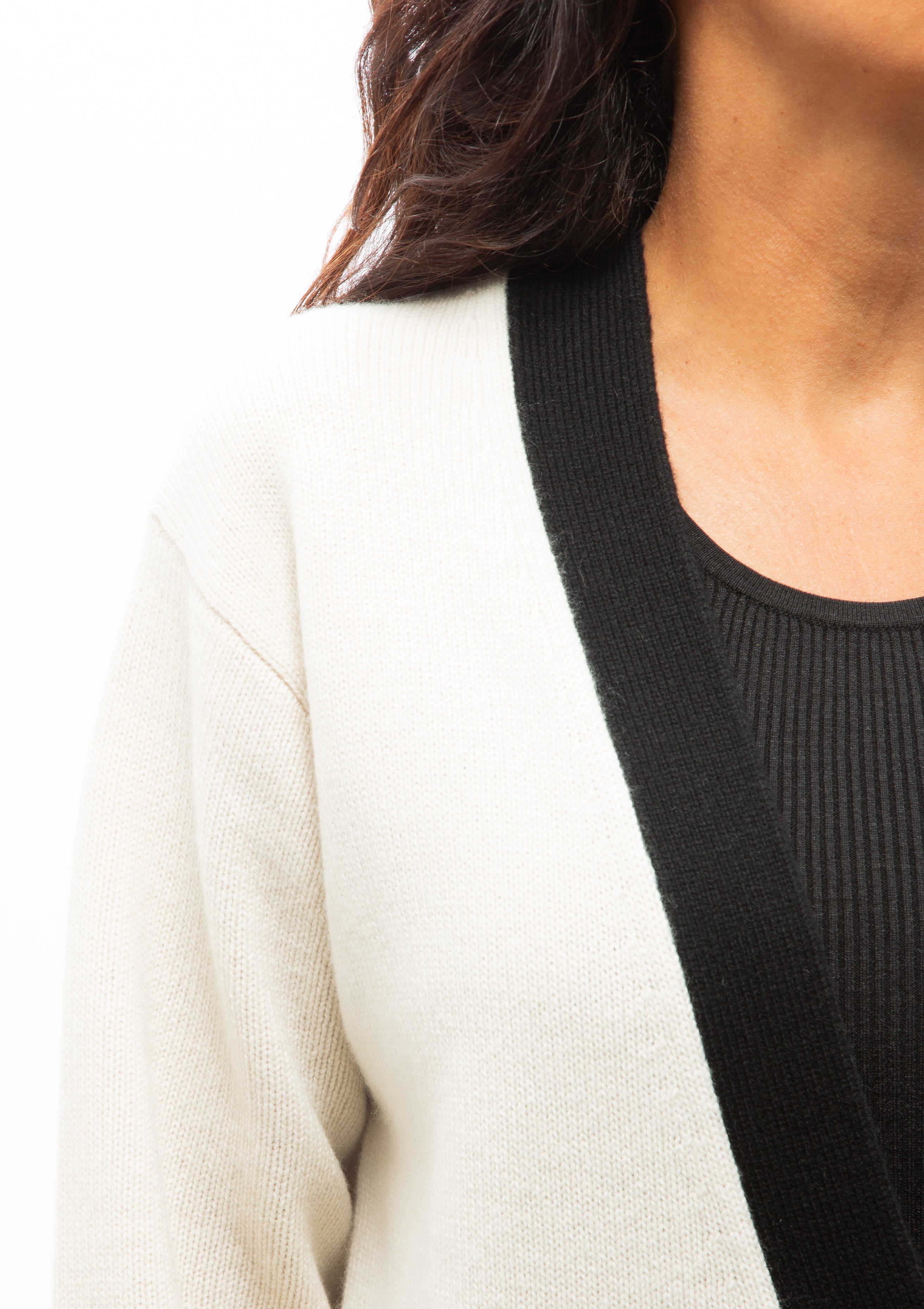 Neshat Cardigan | Ivory/Black