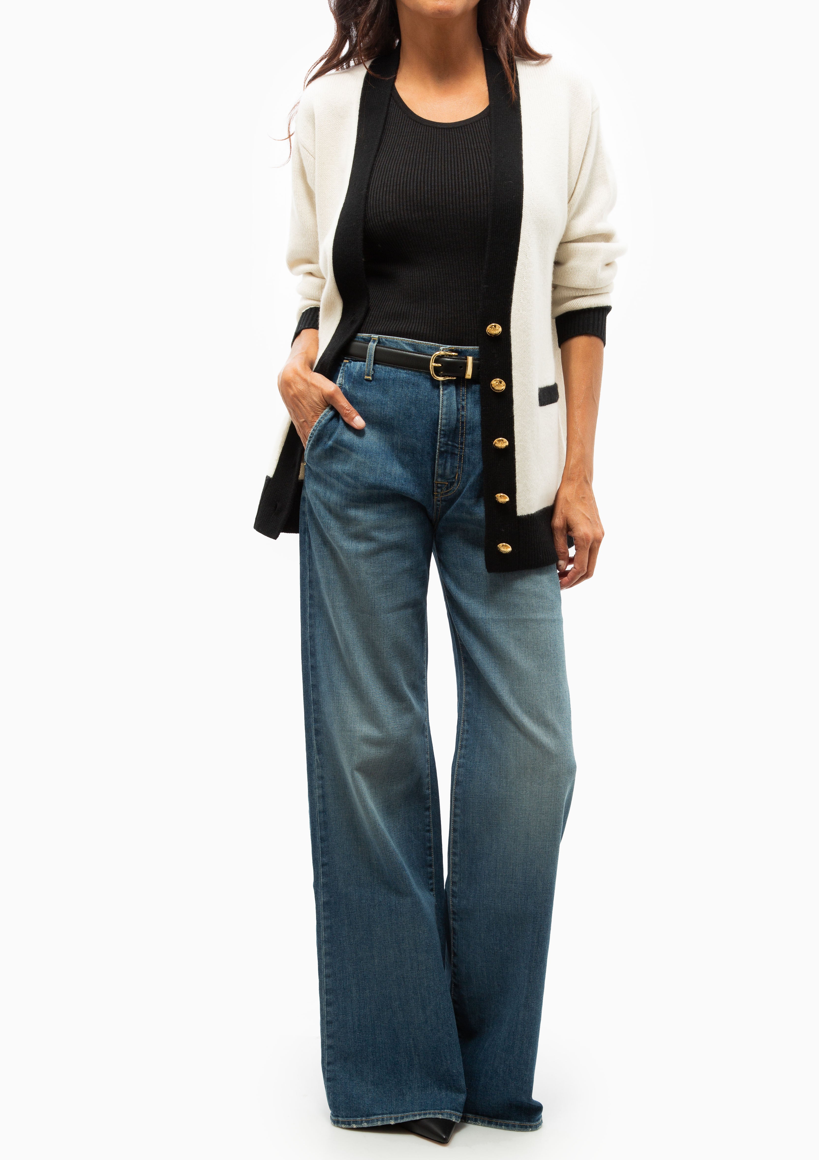 Neshat Cardigan | Ivory/Black