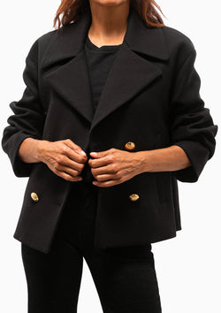 Cleophee Short DB Coat | Black