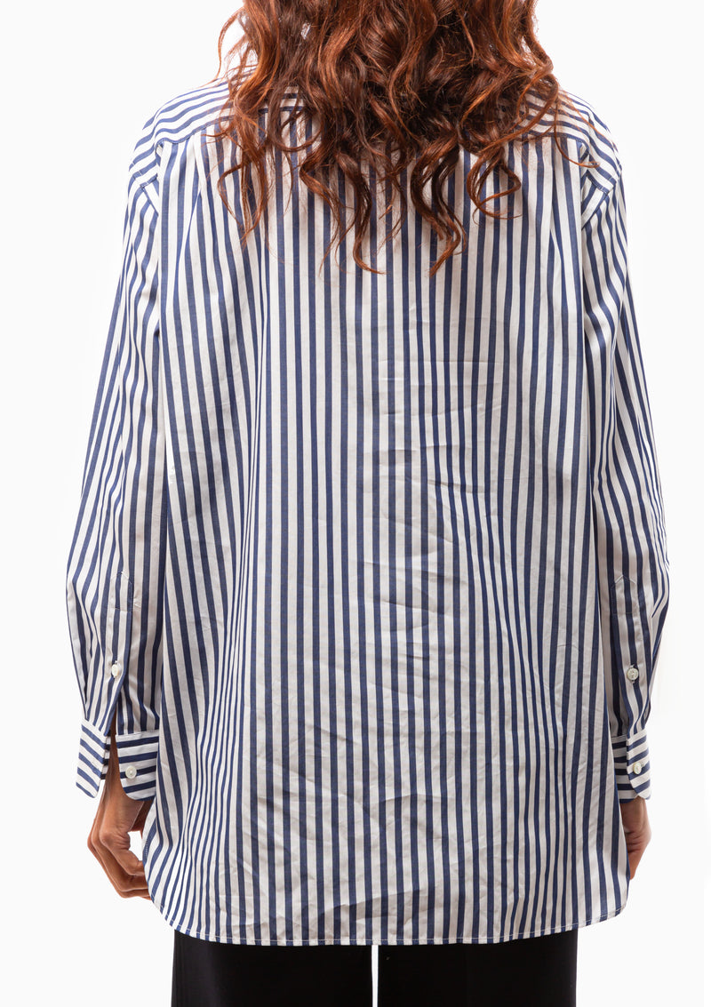 Yorke Shirt | Large Dark Navy/White Stripes