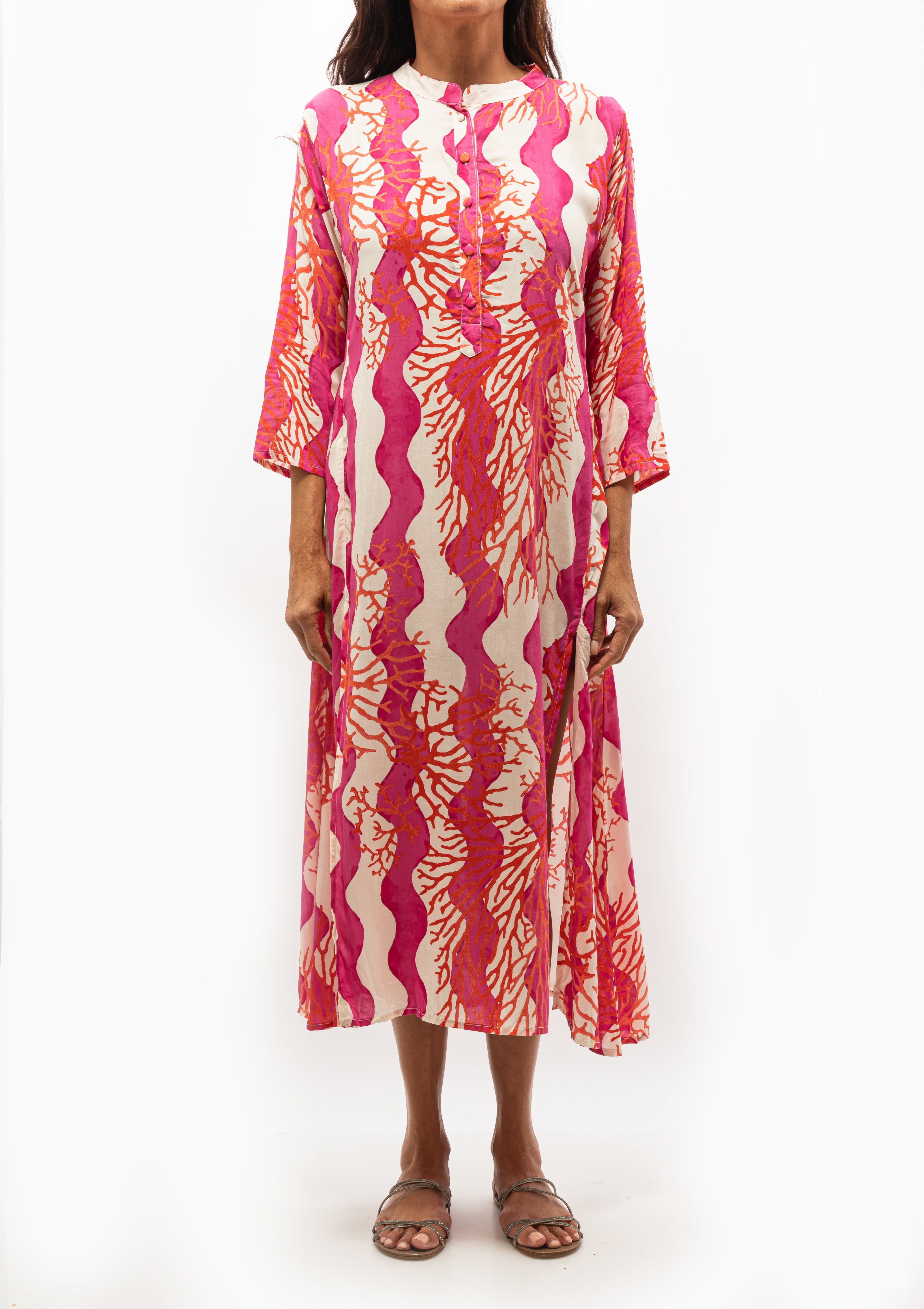 Vibrant Natalie Martin Isobel Dress in Coral Wave Fuchsia, available at Diani Boutique.