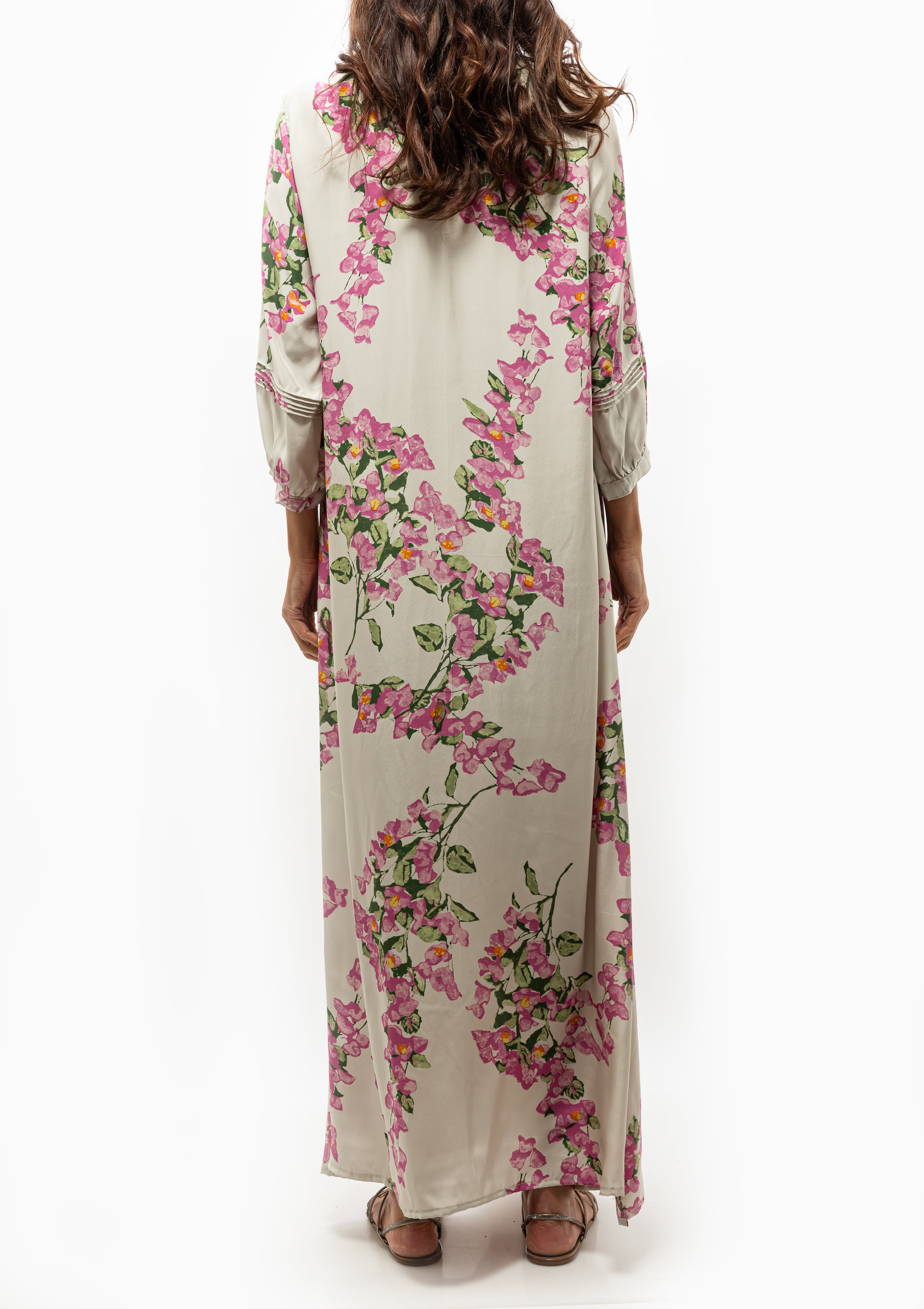 Natalie Martin’s Sammie Dress in romantic Bougainvilla Mother of Pearl print, now at Diani Boutique.