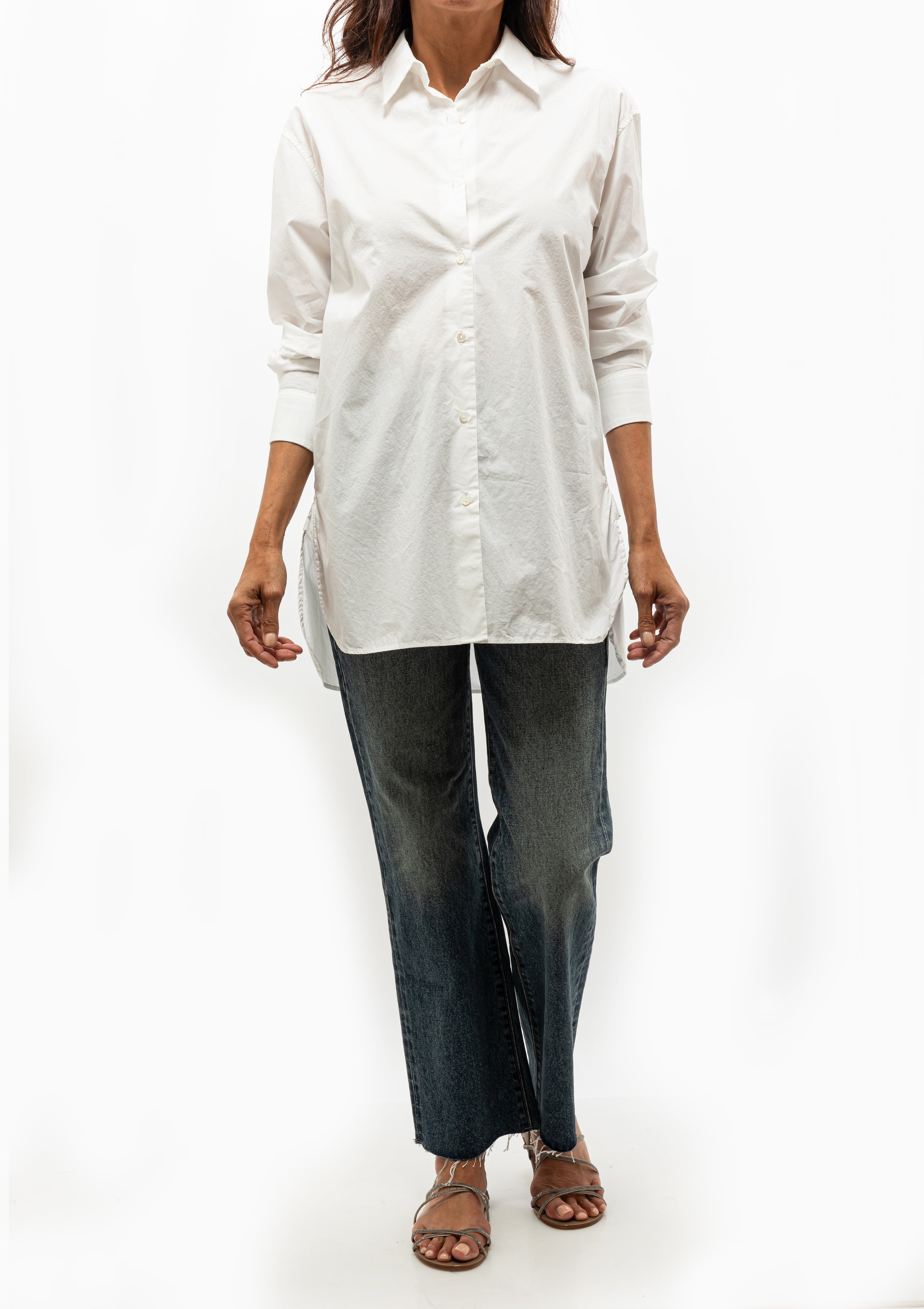 Oversized white cotton Yorke Shirt by Nili Lotan, shop now at Diani Boutique.