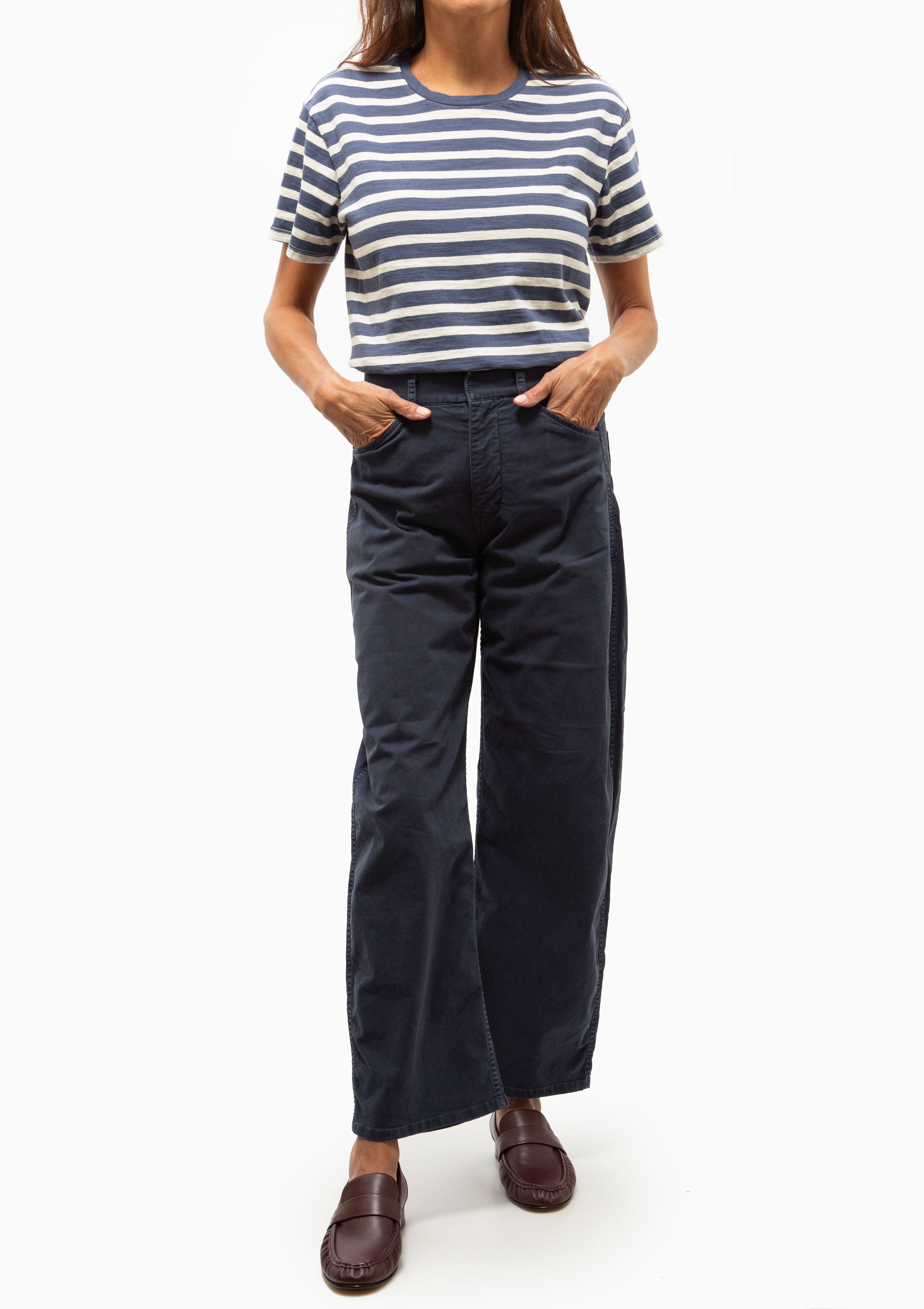 Brady Tee | French Blue/Off White Stripe