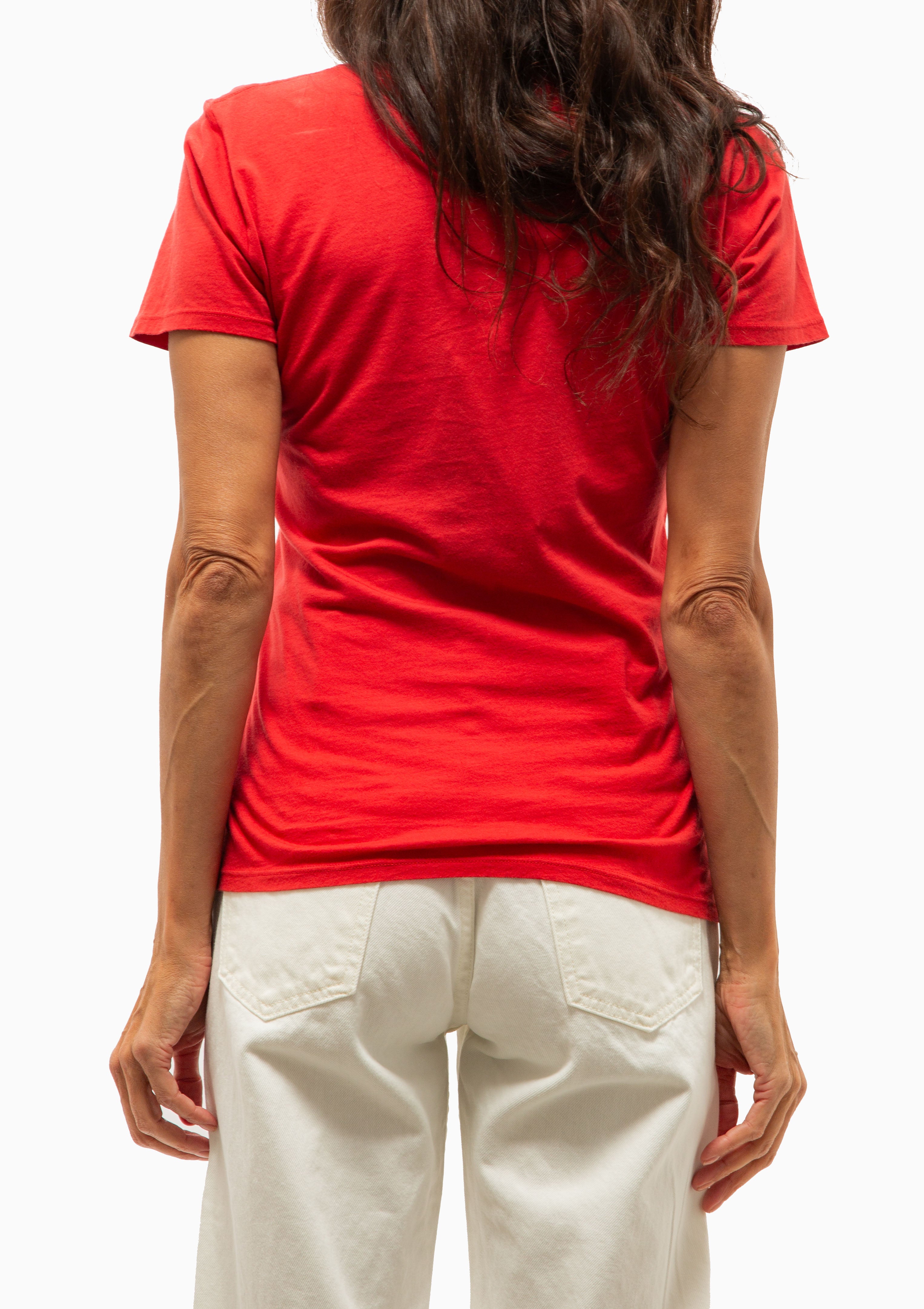 Carol V-Neck Tee | Washed Red
