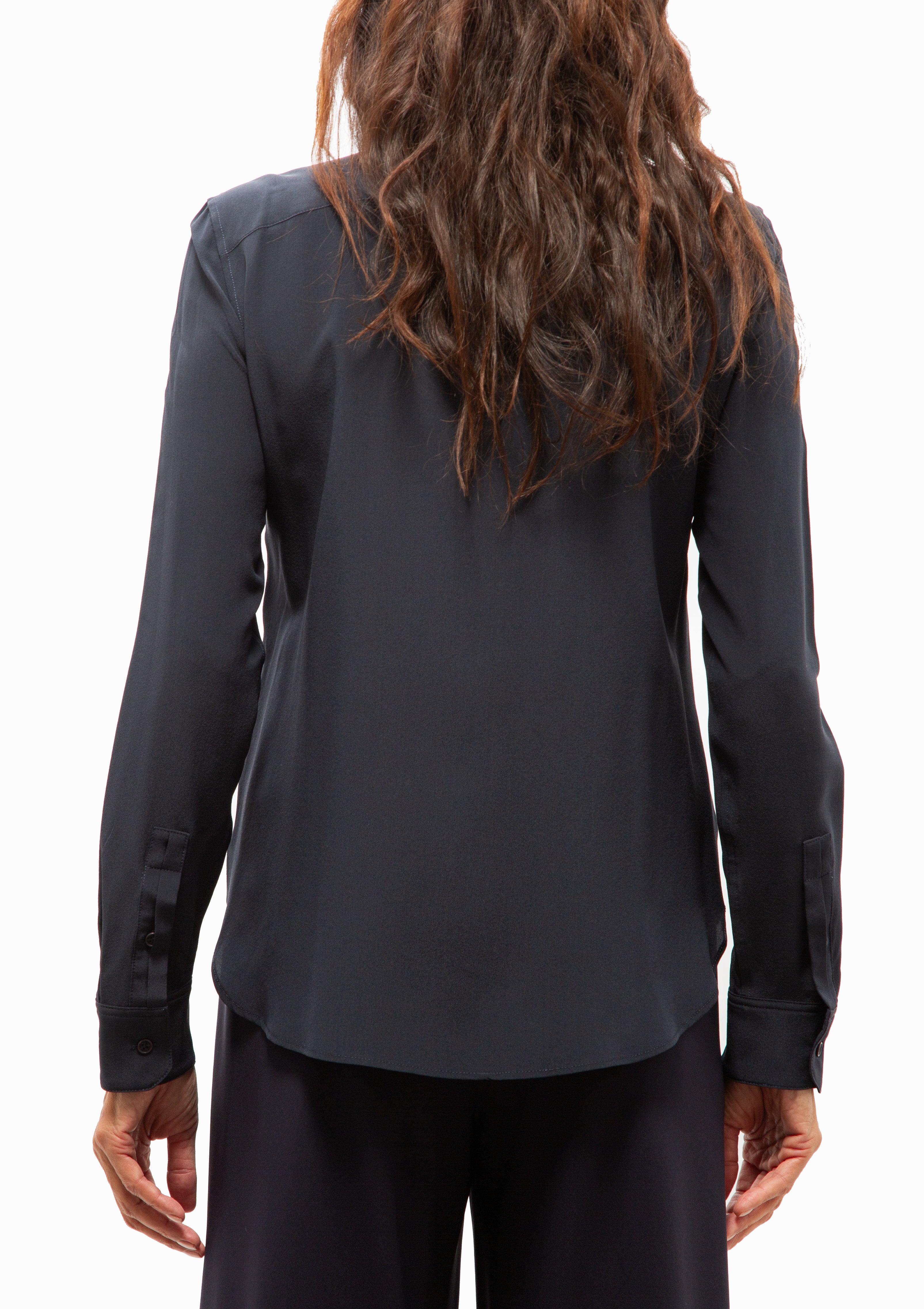 Gaia Silk Slim Shirt | Midnight