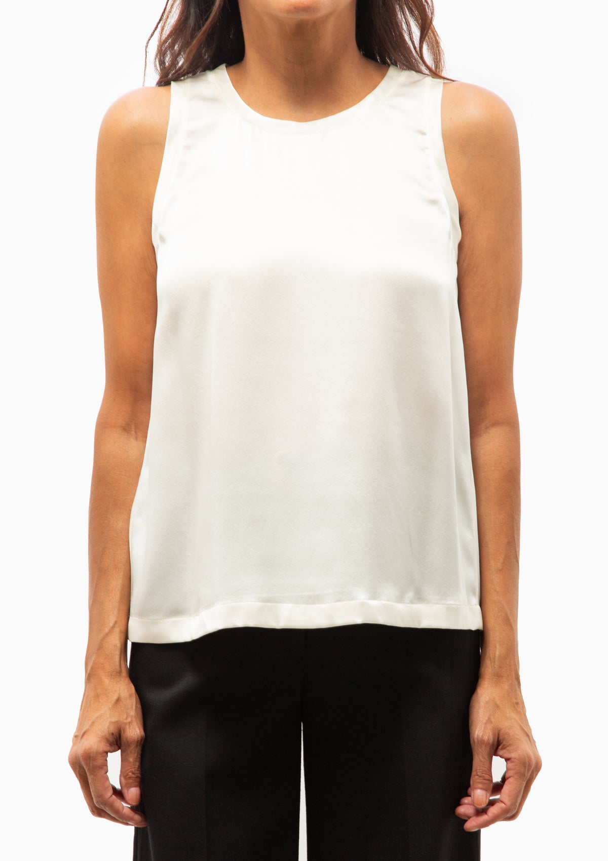 Moka Tank Silk Top | Ivory