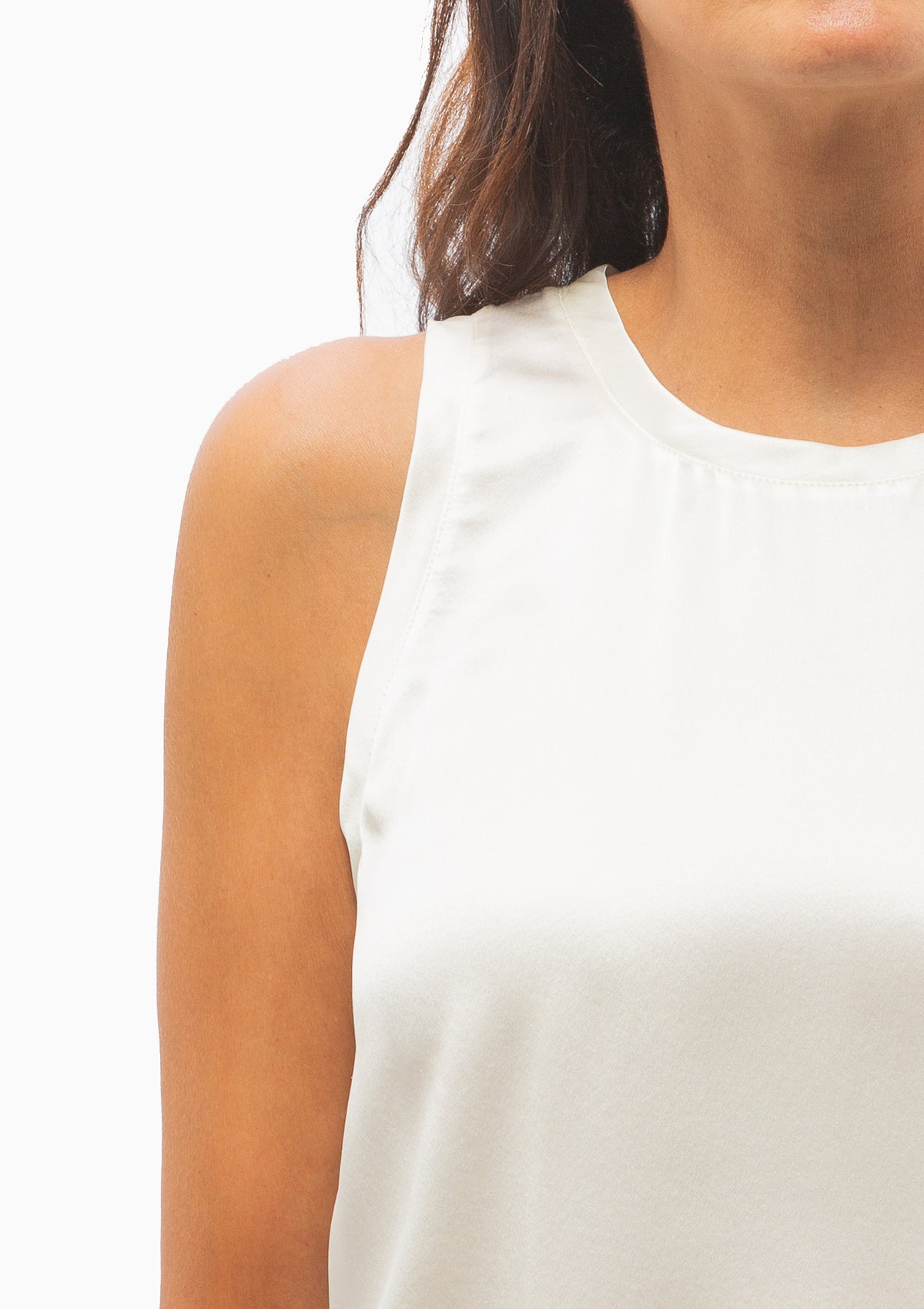 Moka Tank Silk Top | Ivory