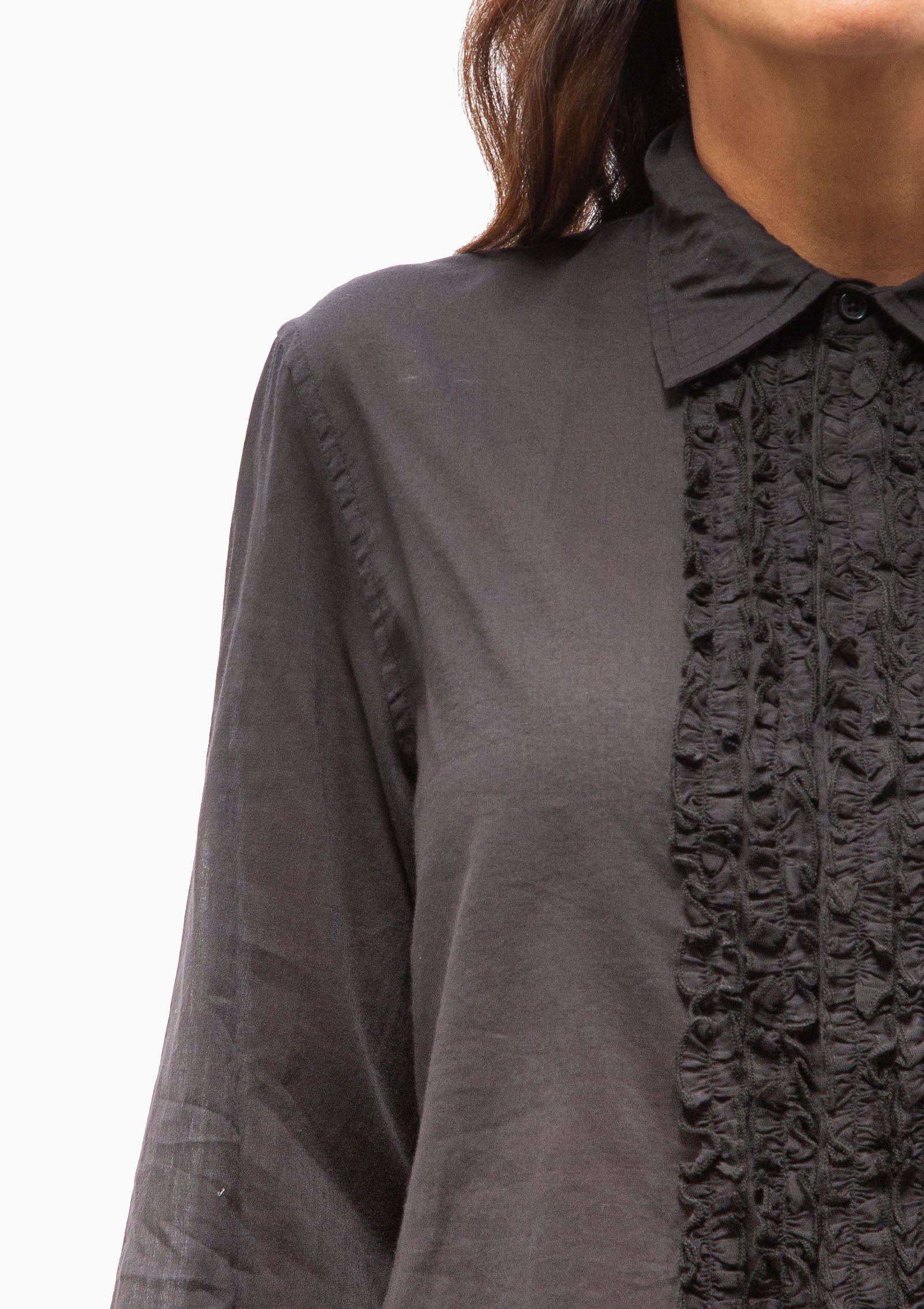 Nathael Ruffle Shirt | Midnight