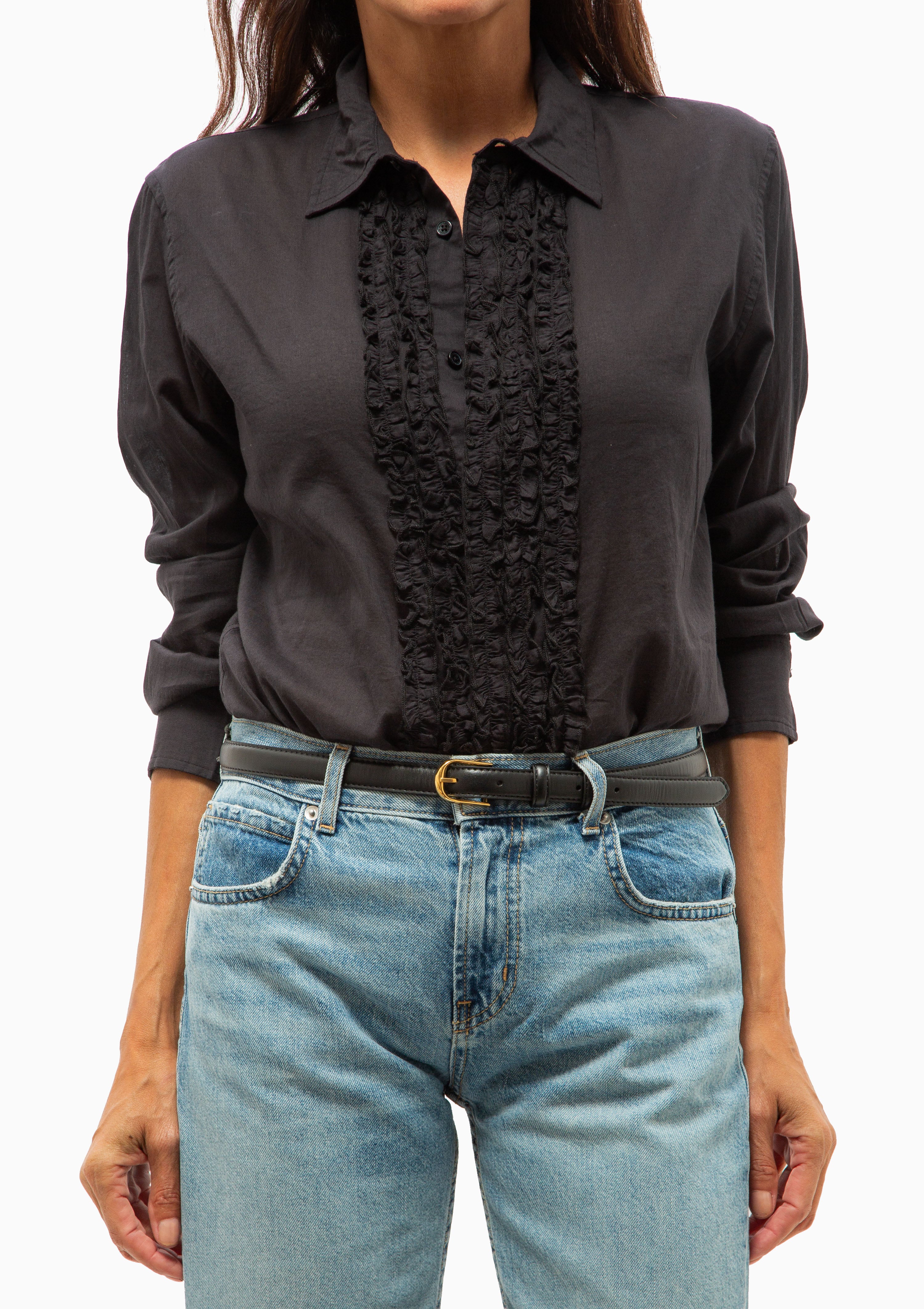 Nathael Ruffle Shirt | Midnight