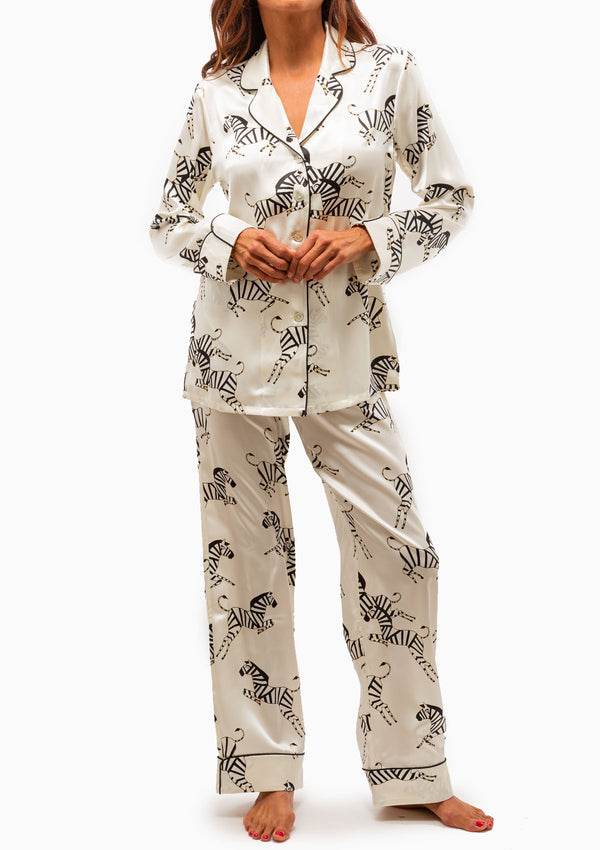 Lila Silk Satin Pajamas | Zebedee