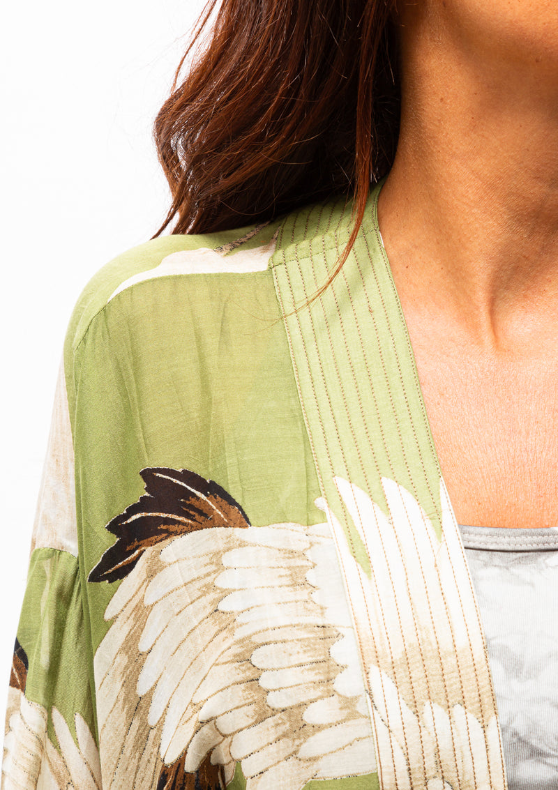 Heron Short Kimono | Green