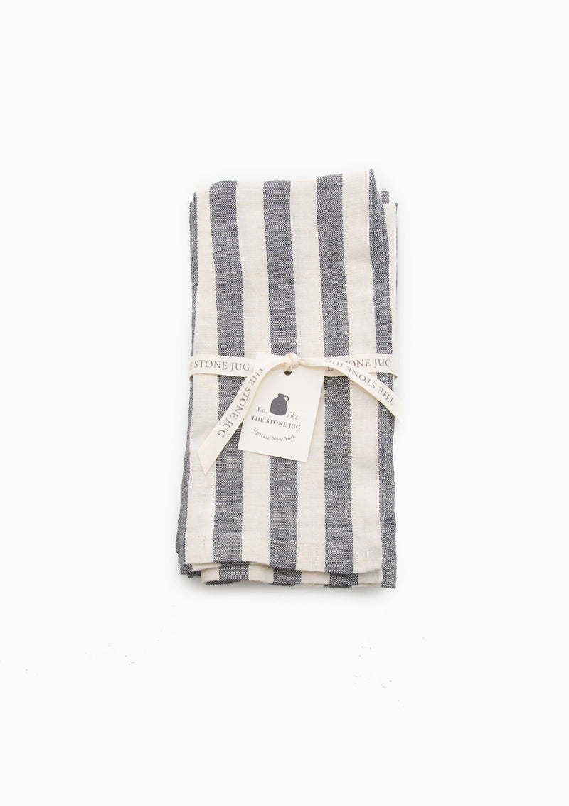 Slate Wall Stripe 100% Stone Washed Linen Napkin | Set Of 4