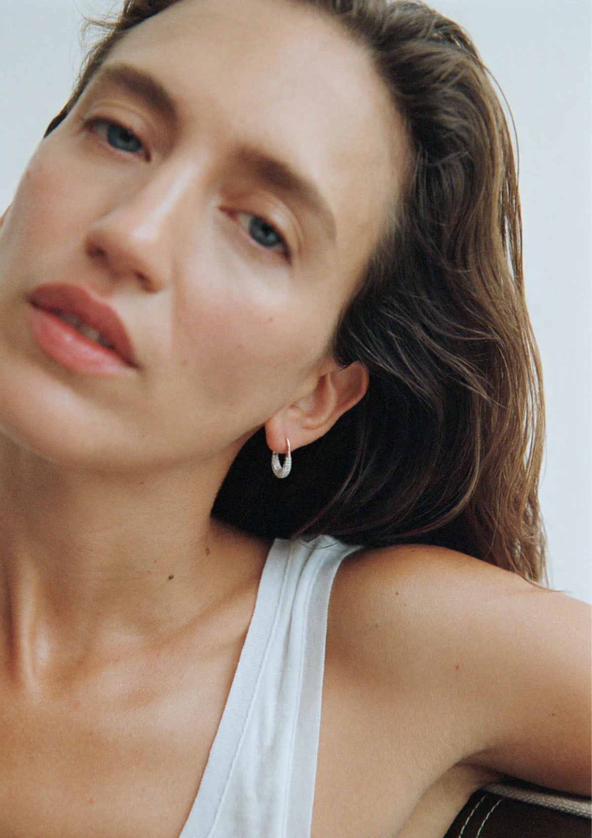 9kt Diamond Roscida Drop Hoops | Gold