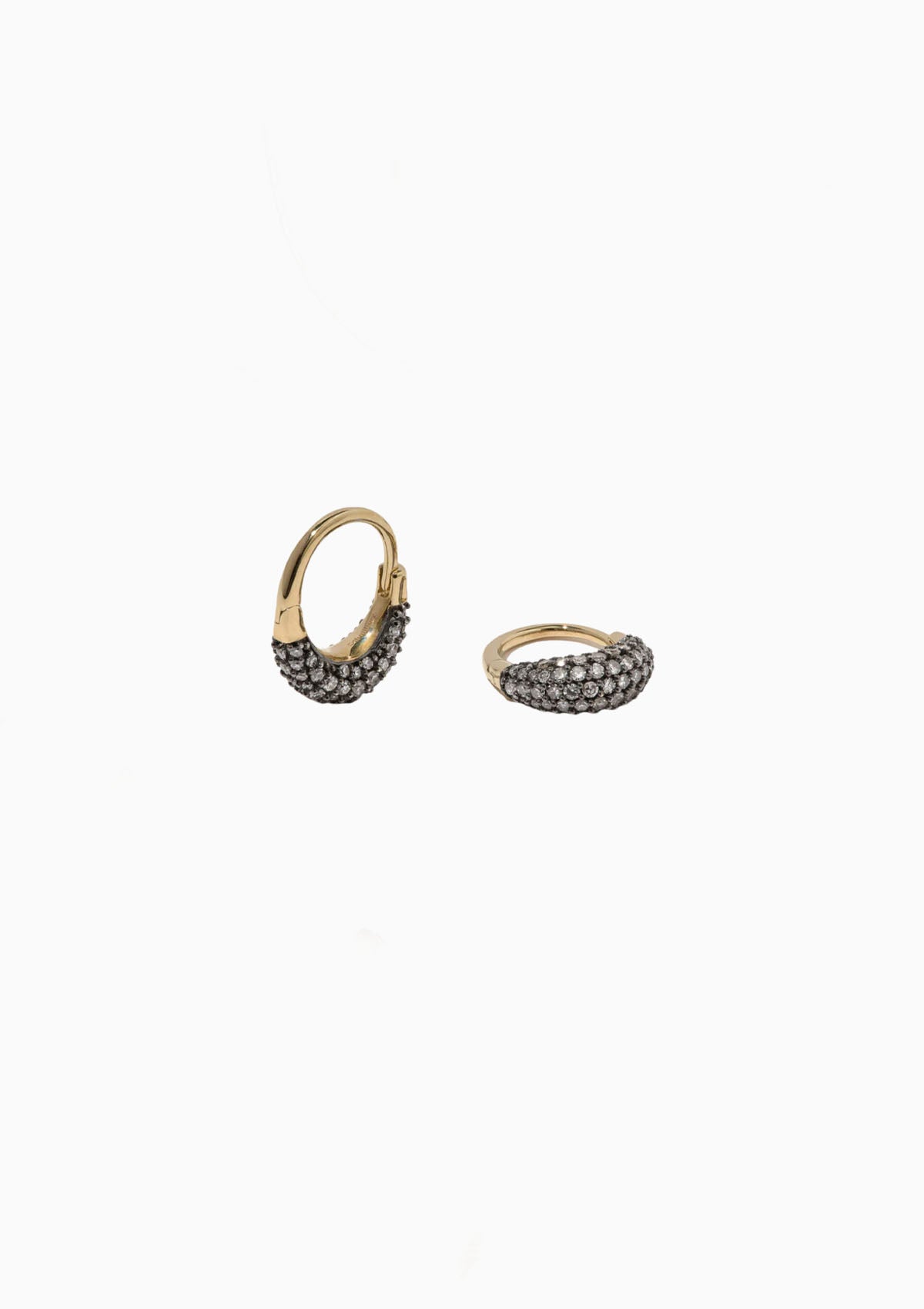 9kt Small Midnight Diamond Rhodium Roscida Drop Hoops | Gold