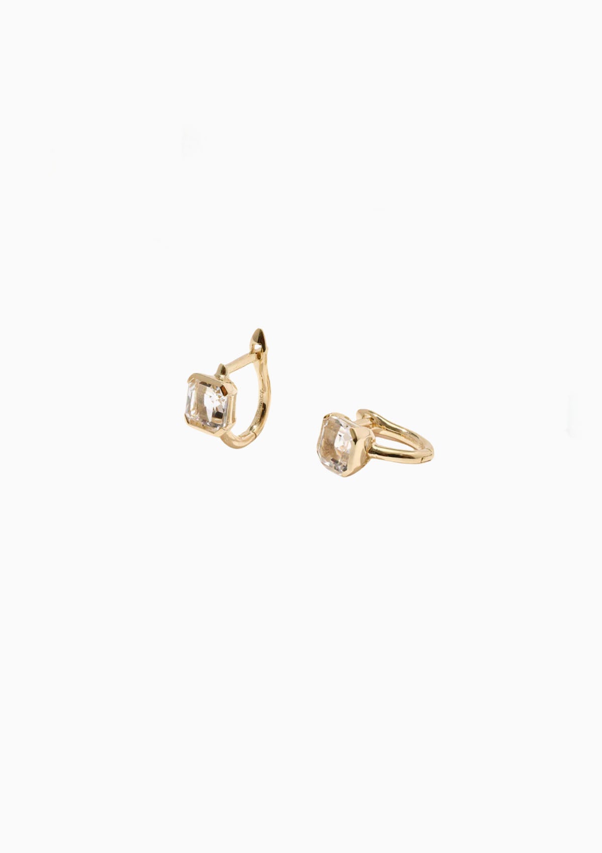 White Topaz Domino Huggie Hoops | Gold