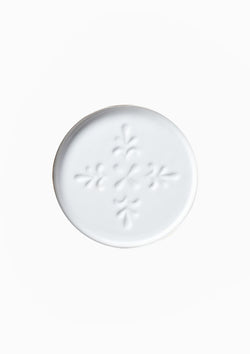 Porcelain Carved Flower Coaster | Quad Petals, White