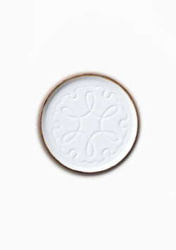 Porcelain Carved Flower Coaster | Snowflake, White/Brown