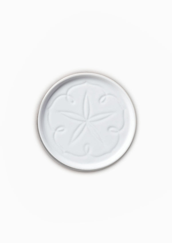 Porcelain Carved Flower Coaster | Moonflower, White