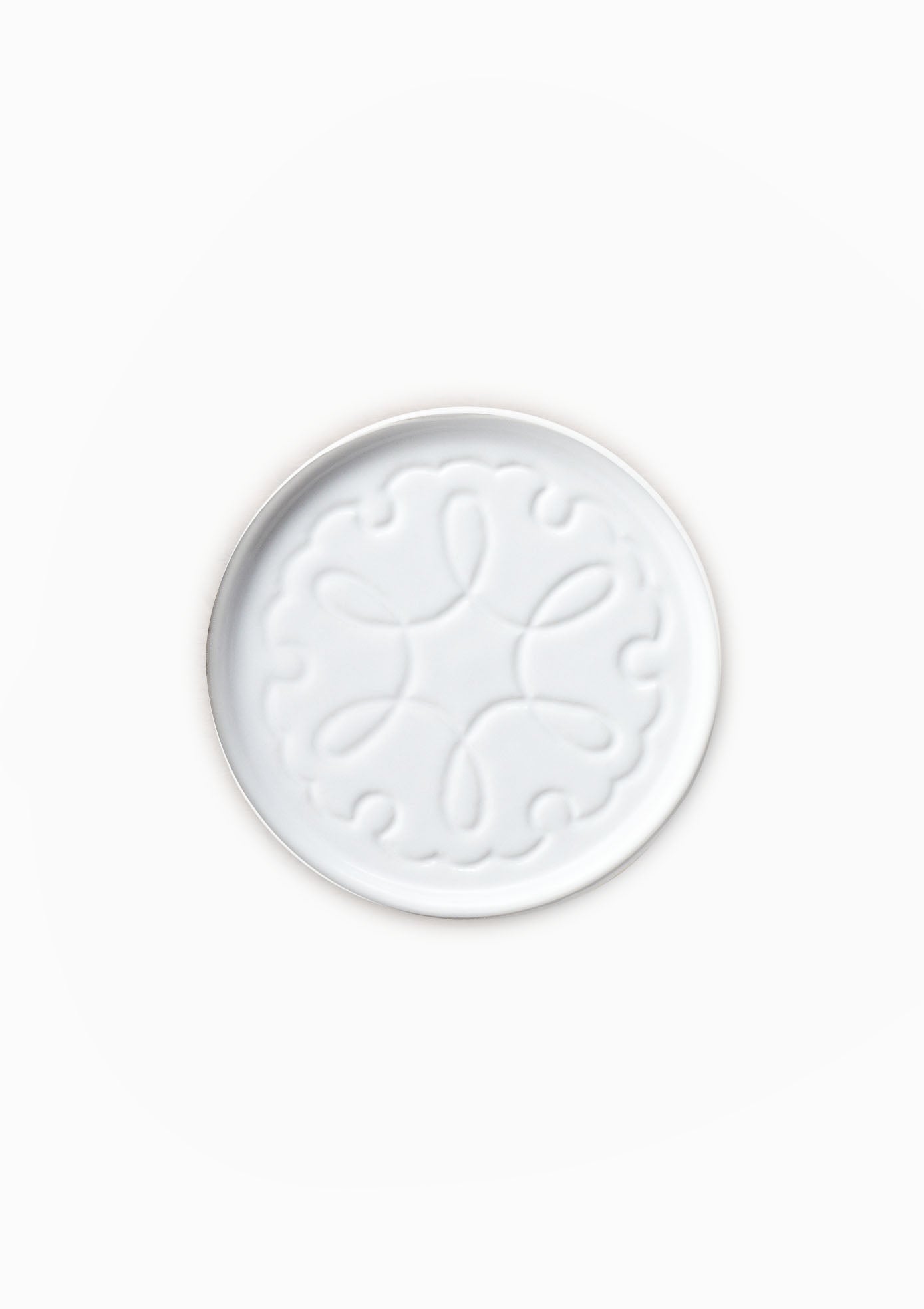 Porcelain Carved Flower Coaster | Snowflake, White