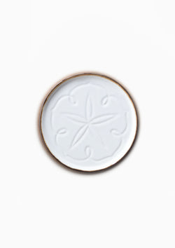 Porcelain Carved Flower Coaster | Moonflower, White/Brown