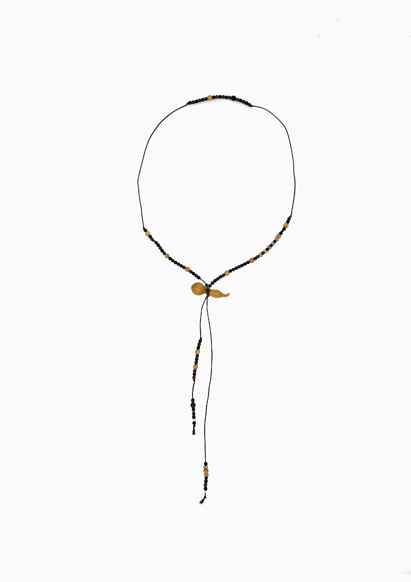 Hidden Gold, Boxwood Drawstring Necklace