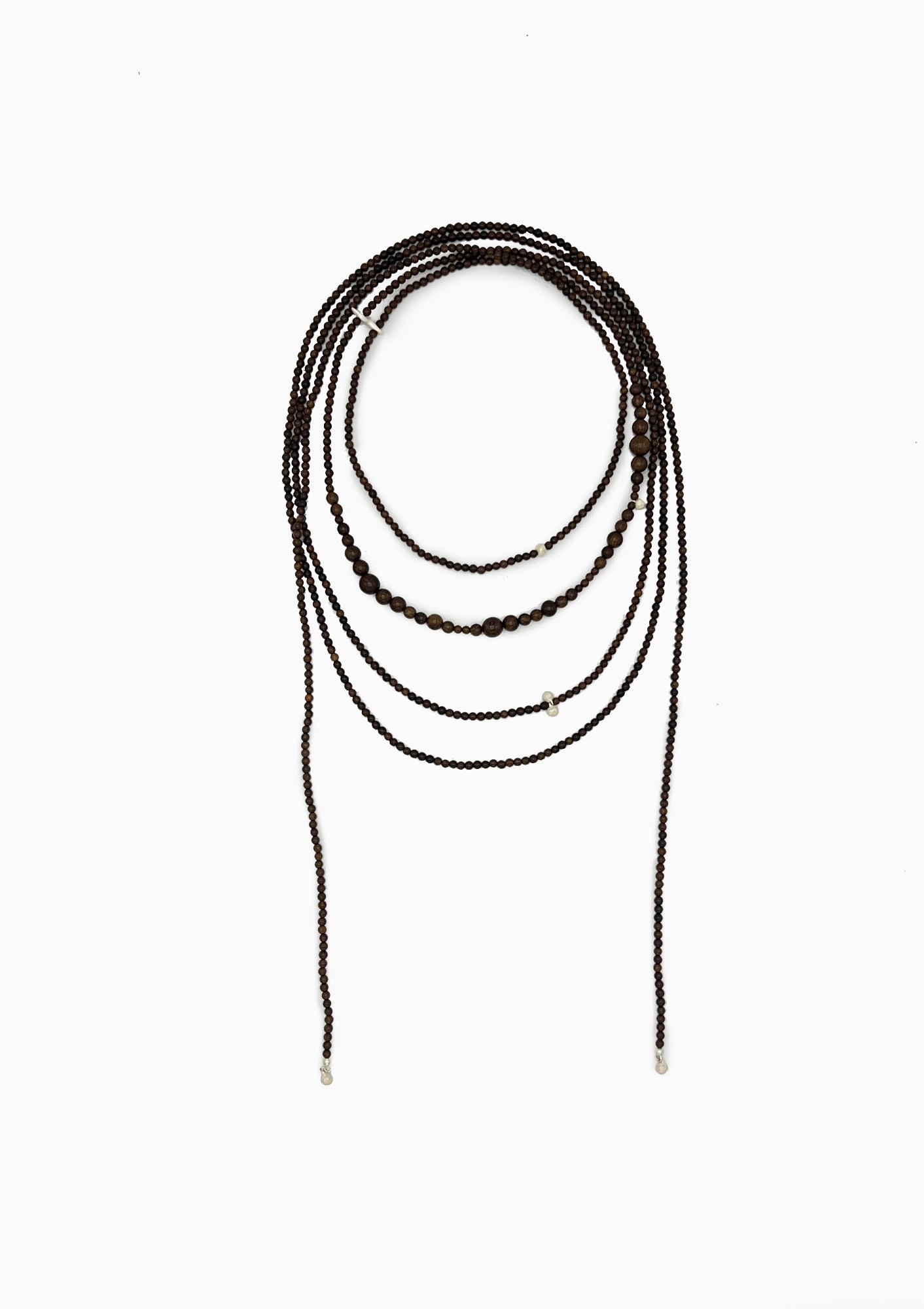 Wind Long Beaded Body Chain In Zebra Wood