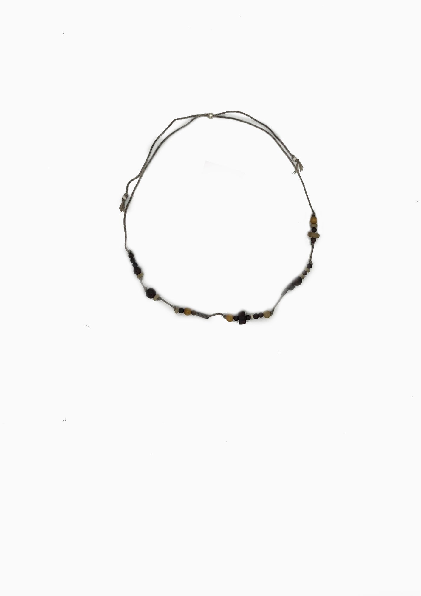 Wishful Knot, Zebra Wood & Horn Drawstring Necklace