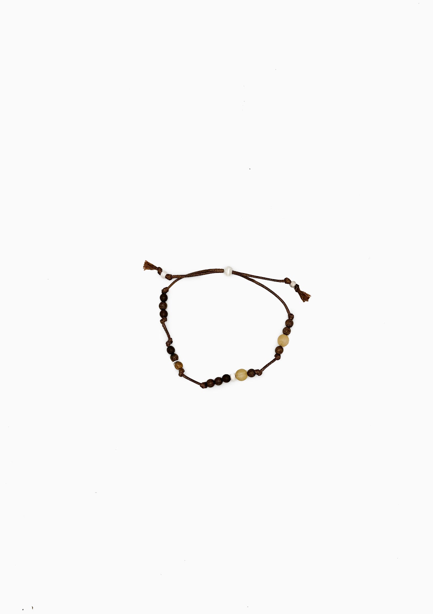 Wishful Knot, Zebra Wood Horn & Sterling Silver Drawstring Bracelet