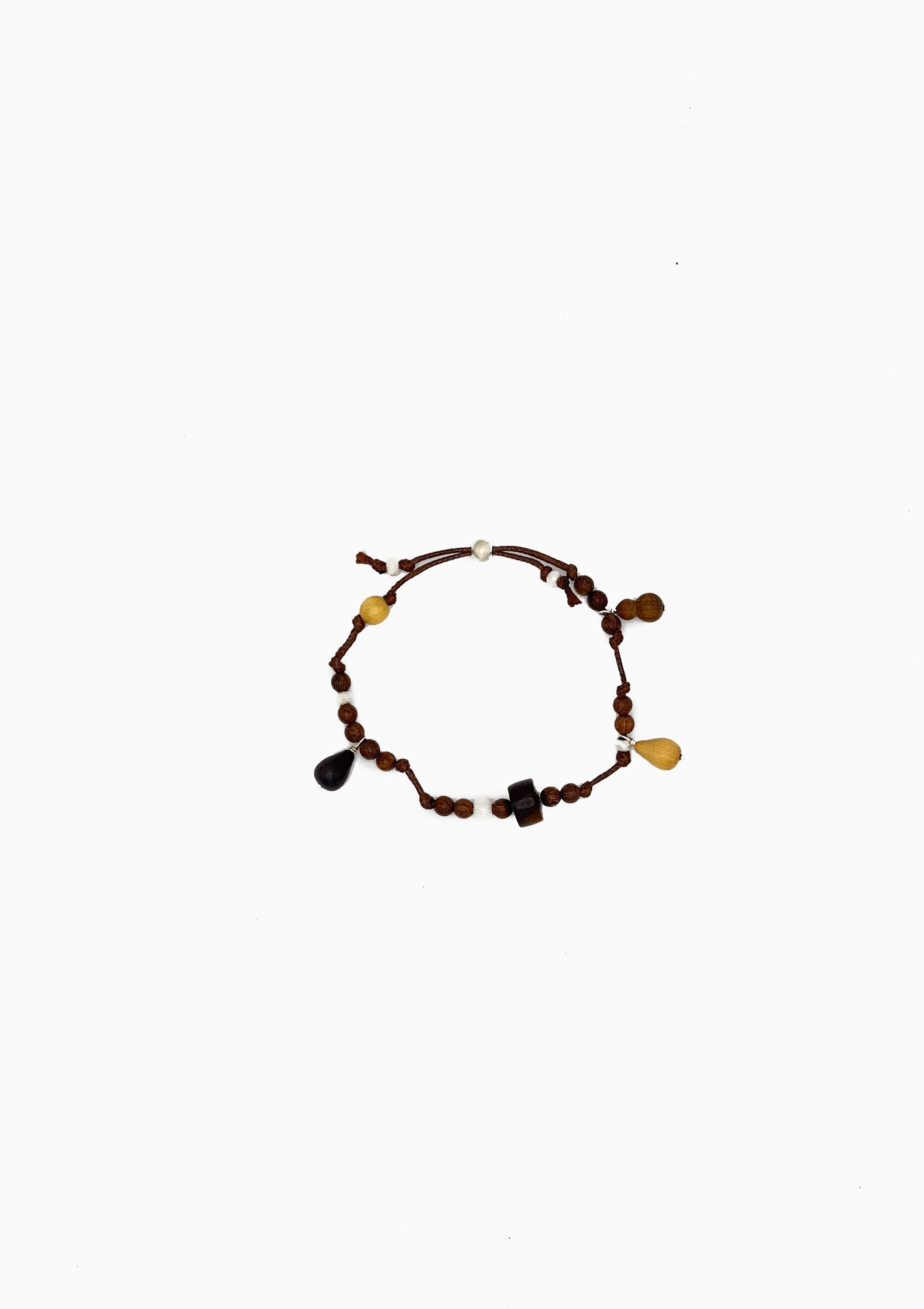 Small Harvest, Zebra Wood Boxwood Horn & Sterling Silver Drawstring Bracelet