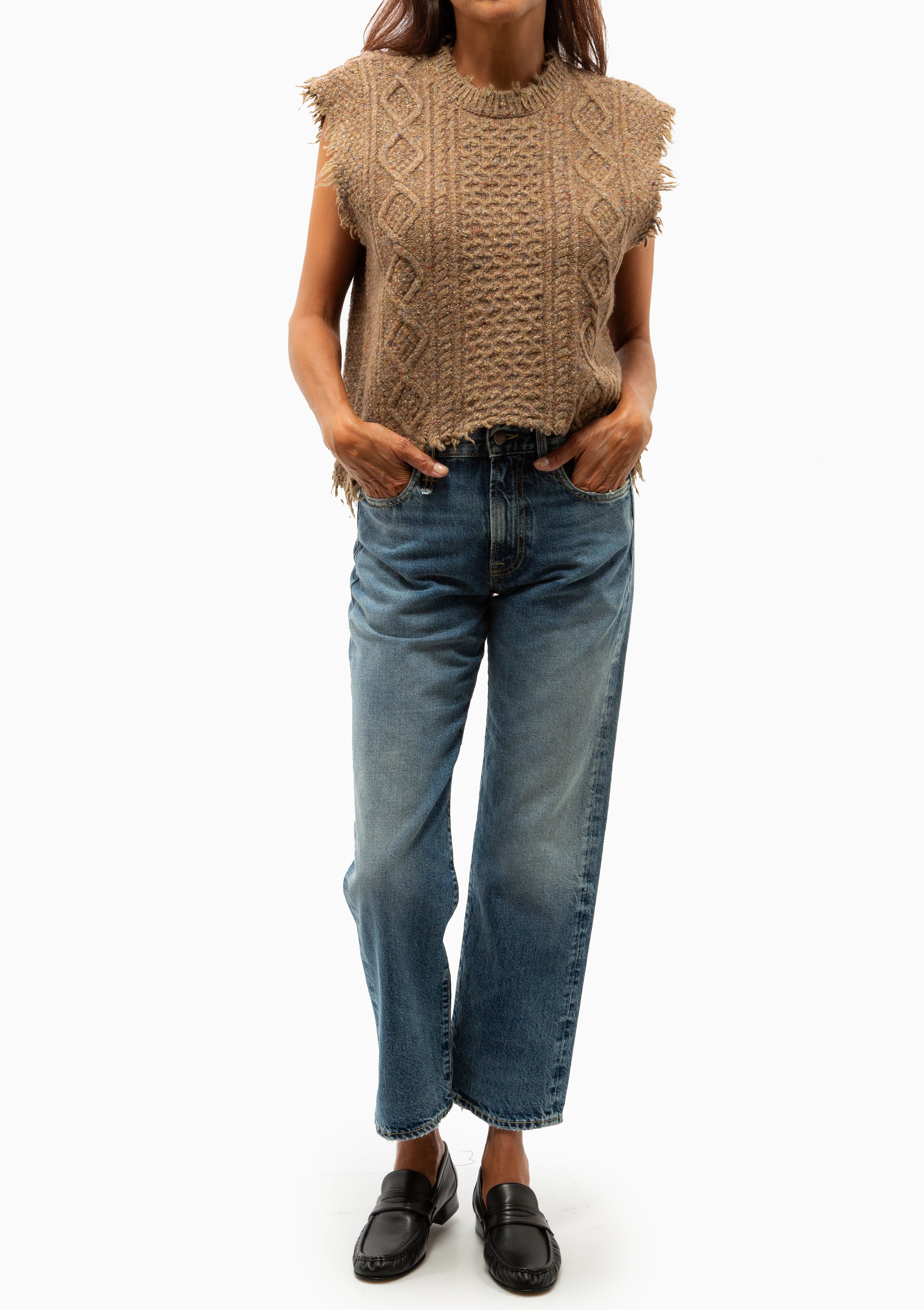 Boyfriend Cable Sweater Vest | Brown Tweed