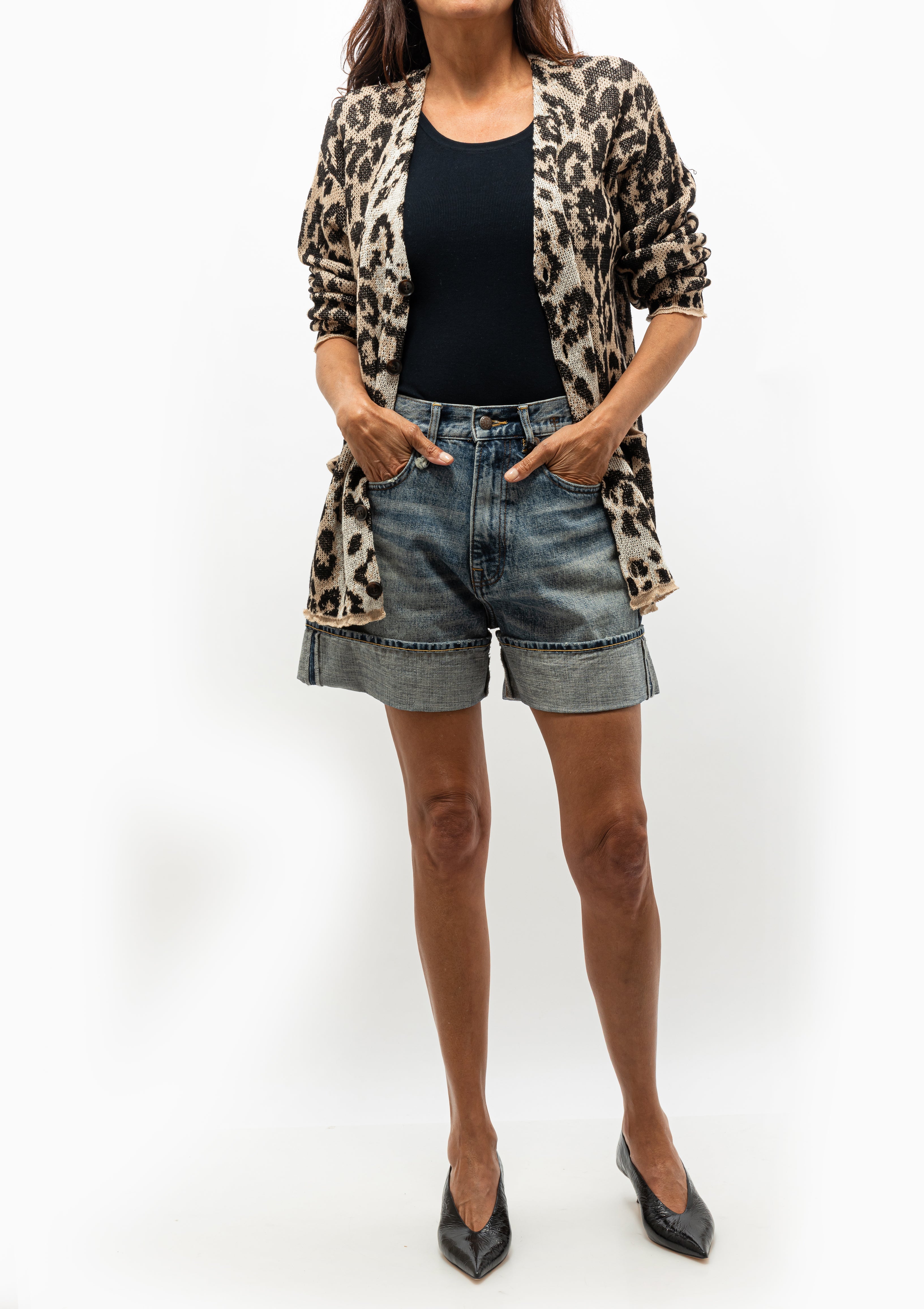 Boyfriend Cardigan | Light Leopard Jacquard