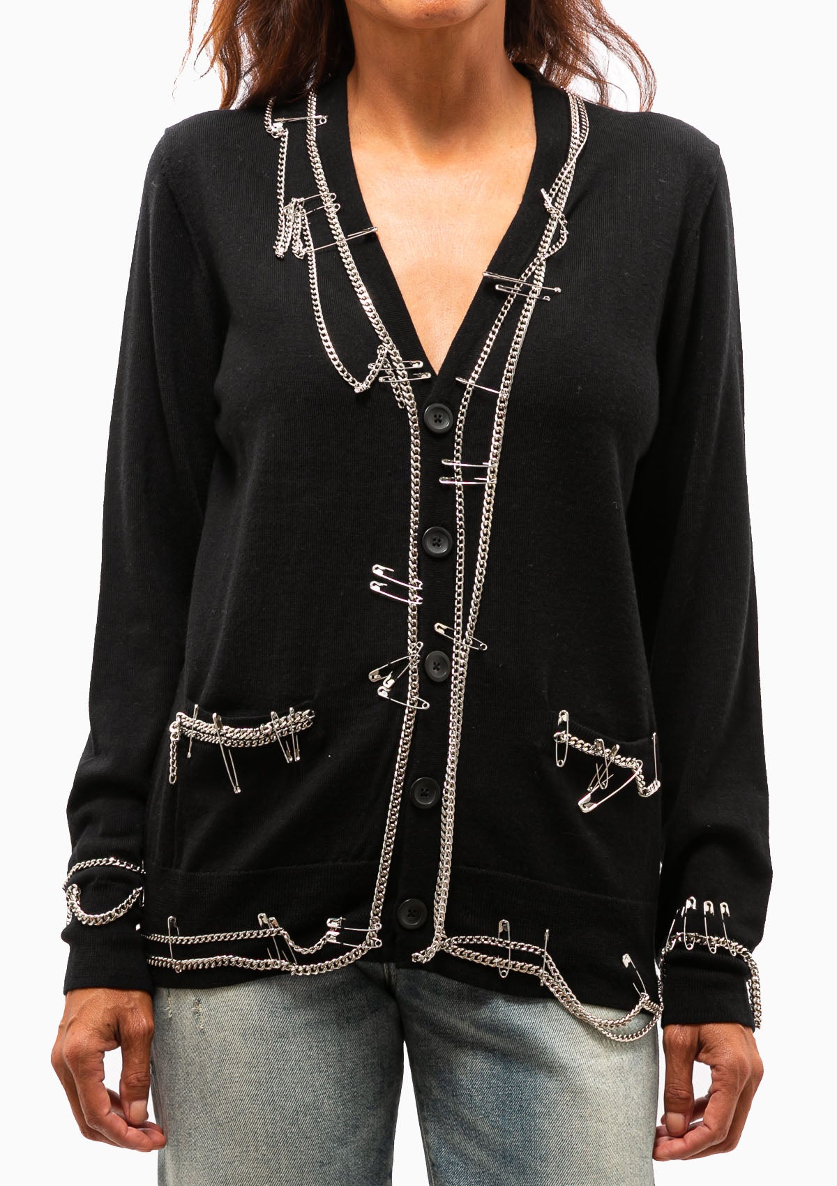 Chain Embellished Cardigan | Black