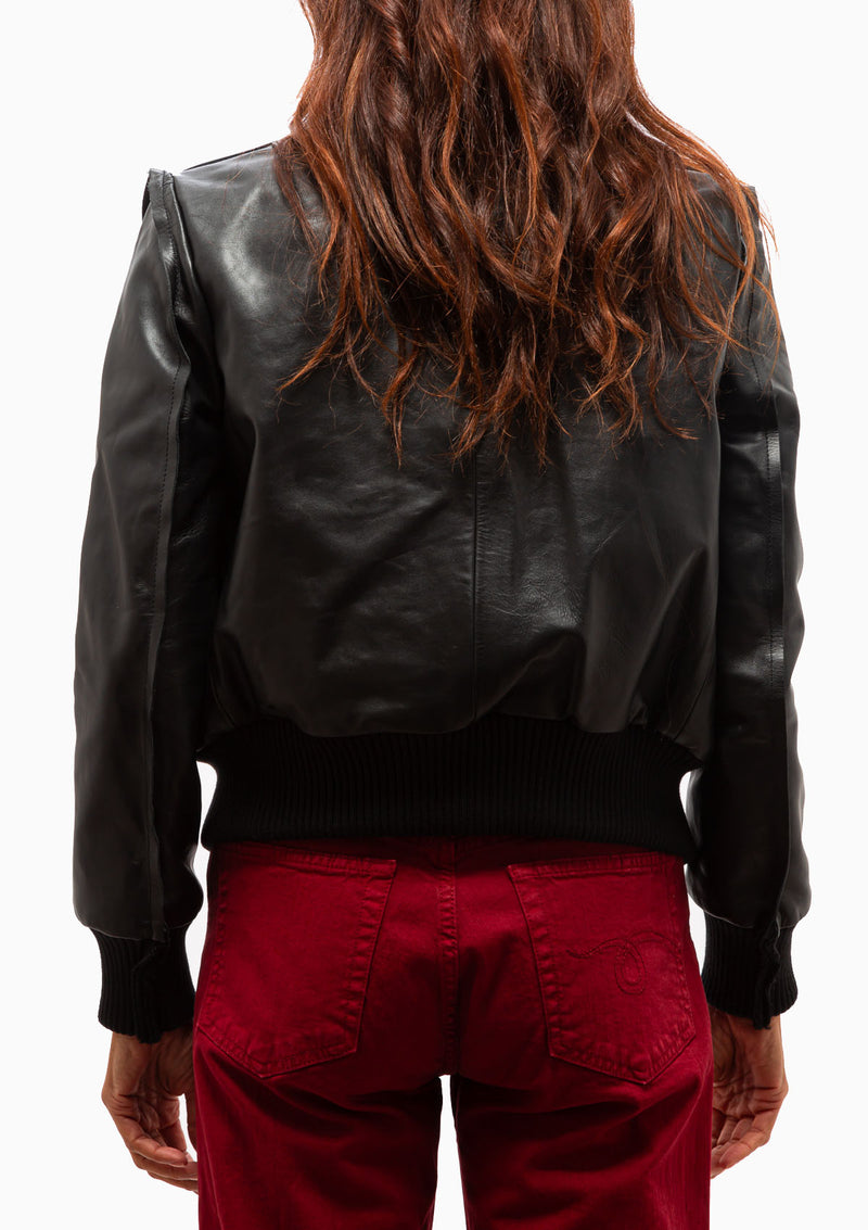 Flat Sleeve Bomber | Shiny Black