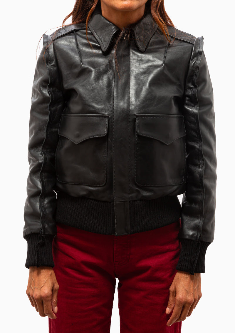 Flat Sleeve Bomber | Shiny Black