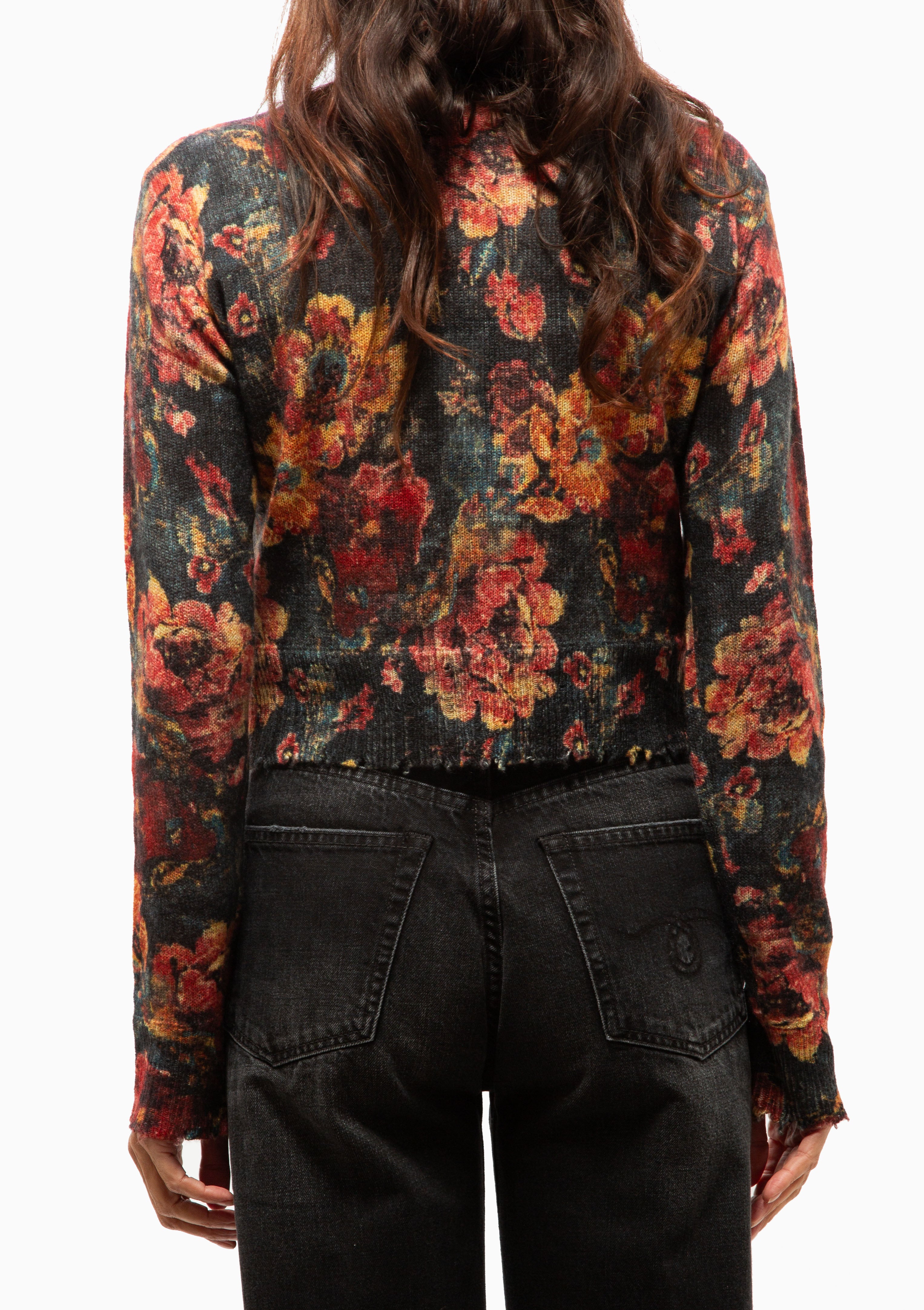 Printed Baby Crewneck | Multicolor Orange Floral