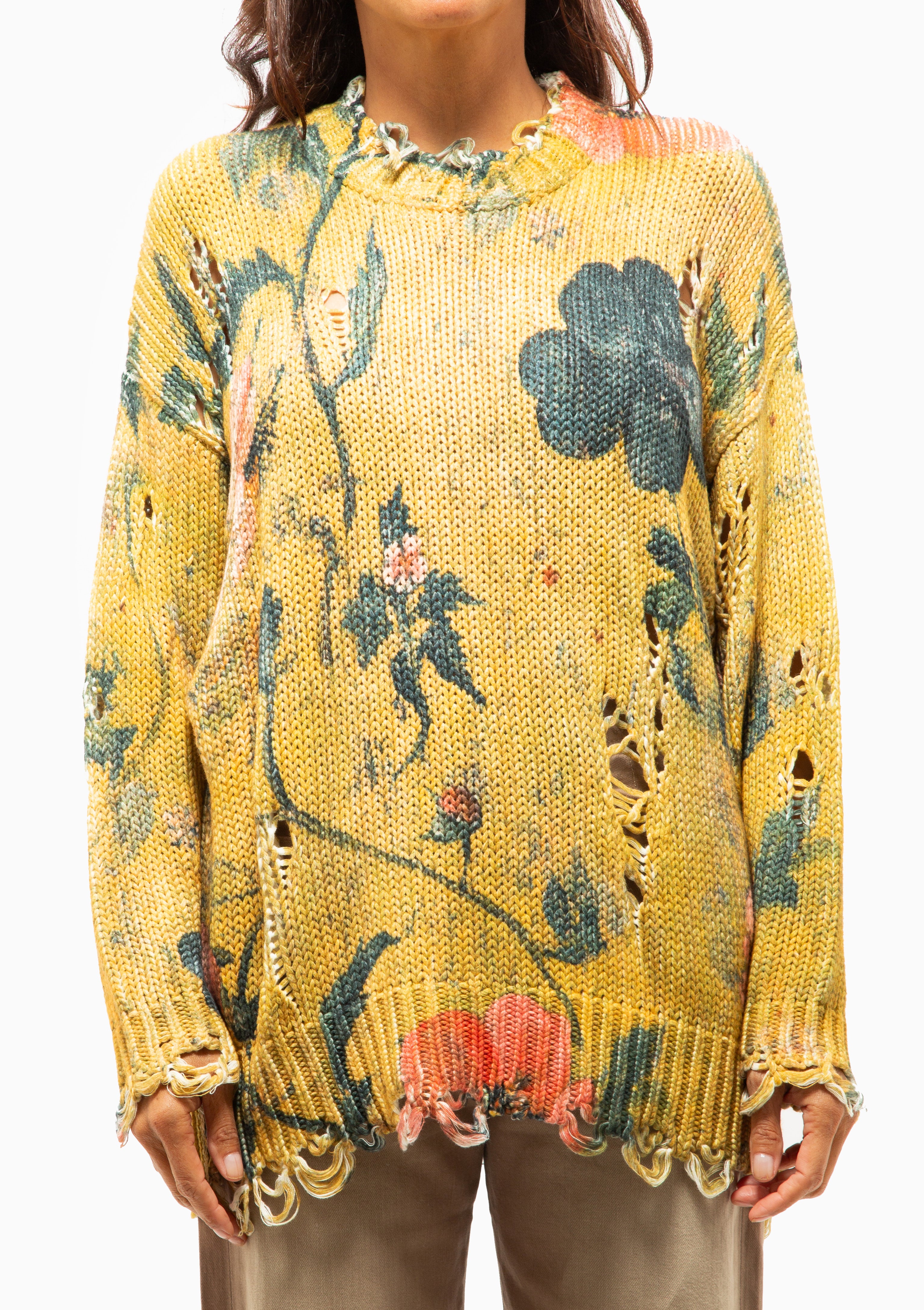 Printed Oversized Sweater | Ochre Floral